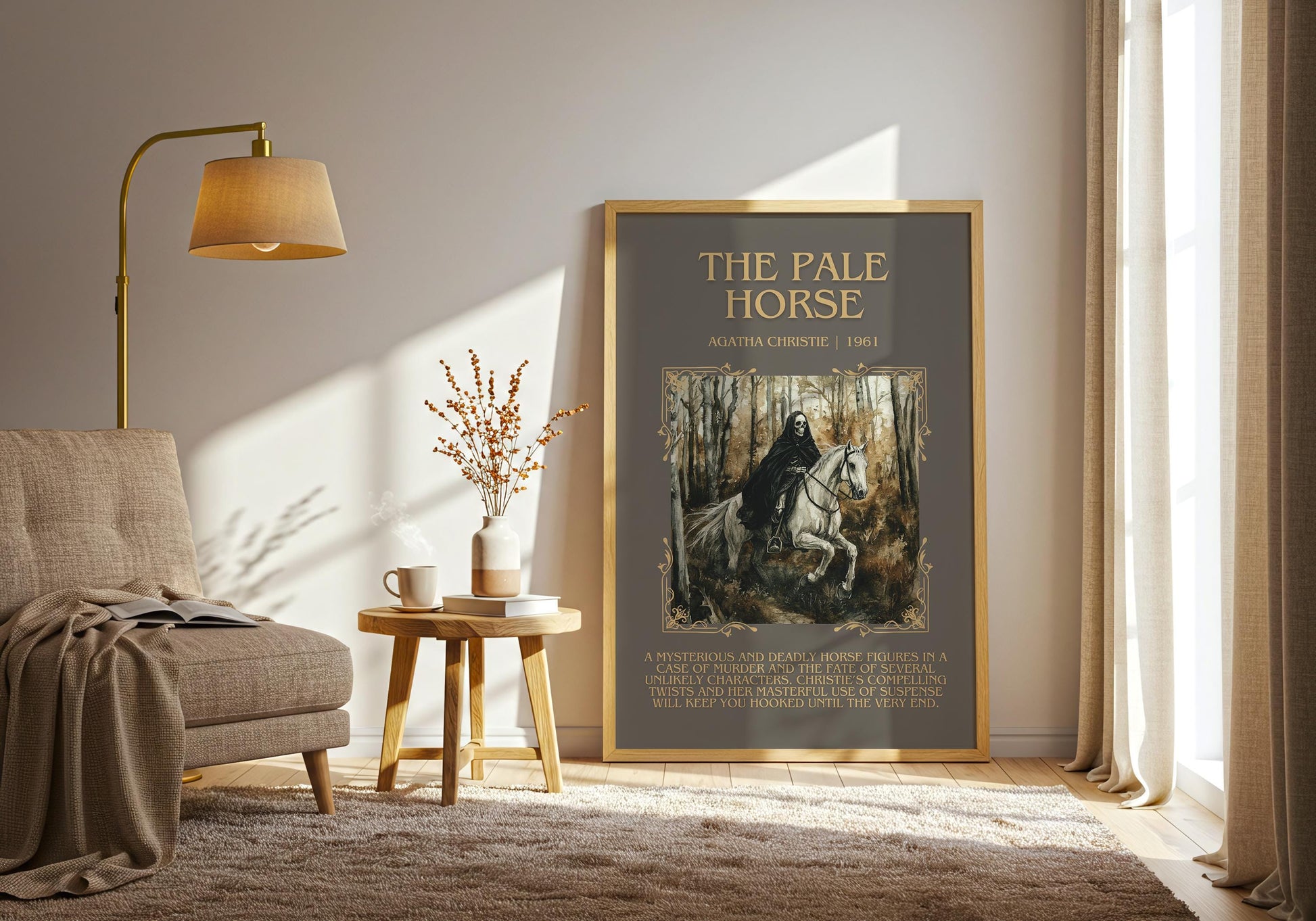The Pale Horse by Agatha Christie Descriptive, High Quality Poster Print Free Delivery Wall Art. Author&Blurb Book Artwork.Book Summary Gift