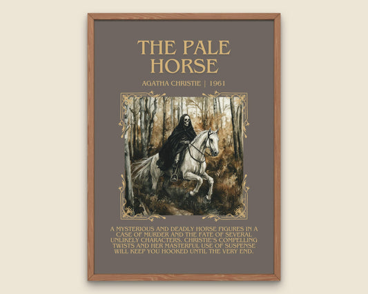 The Pale Horse by Agatha Christie Descriptive, High Quality Poster Print Free Delivery Wall Art. Author&Blurb Book Artwork.Book Summary Gift