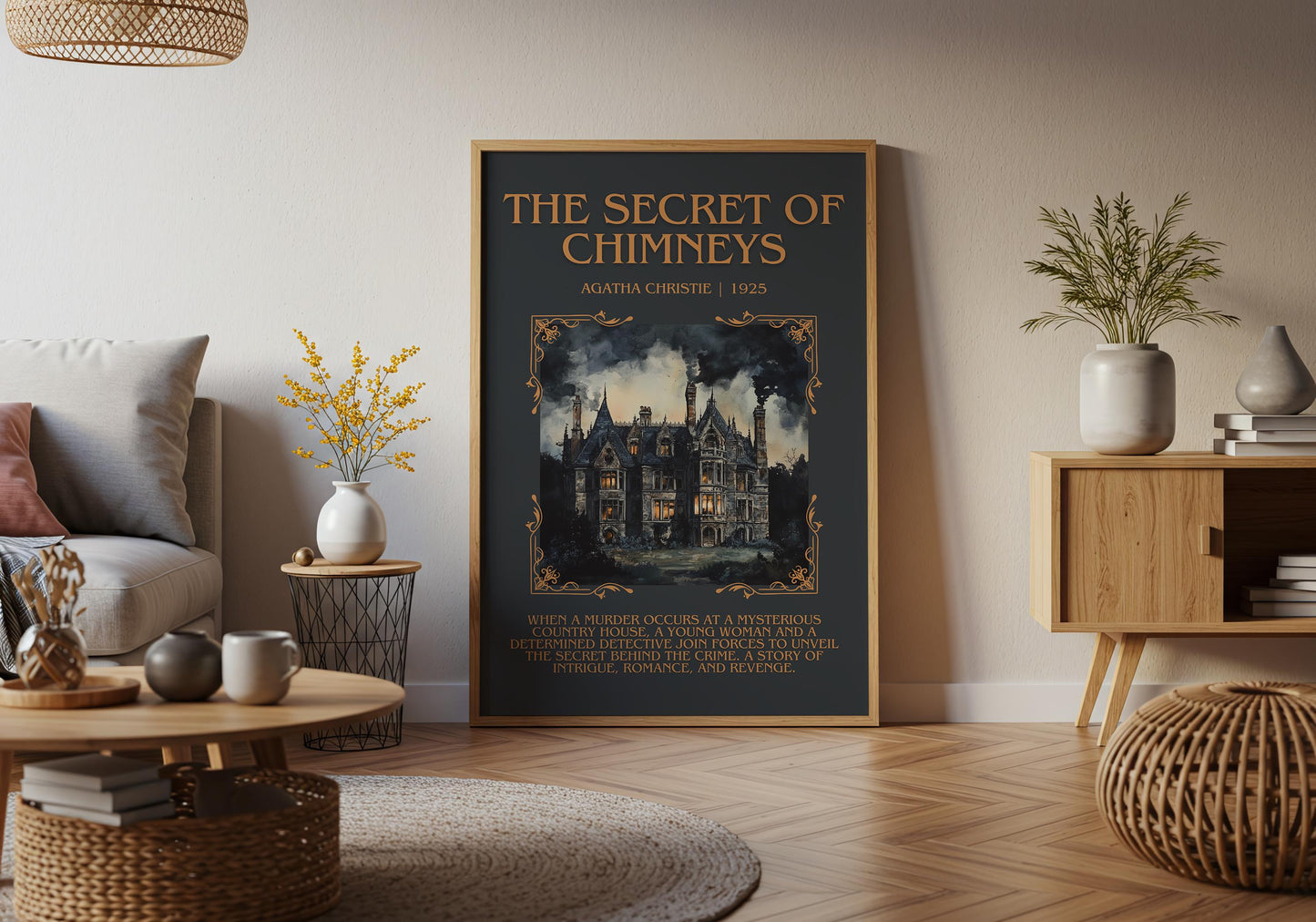 The Secret Of Chimneys by Agatha Christie Descriptive, High Quality Poster Print.Free Delivery Wall Art.Author&Blurb Book Artwork.Decor Gift