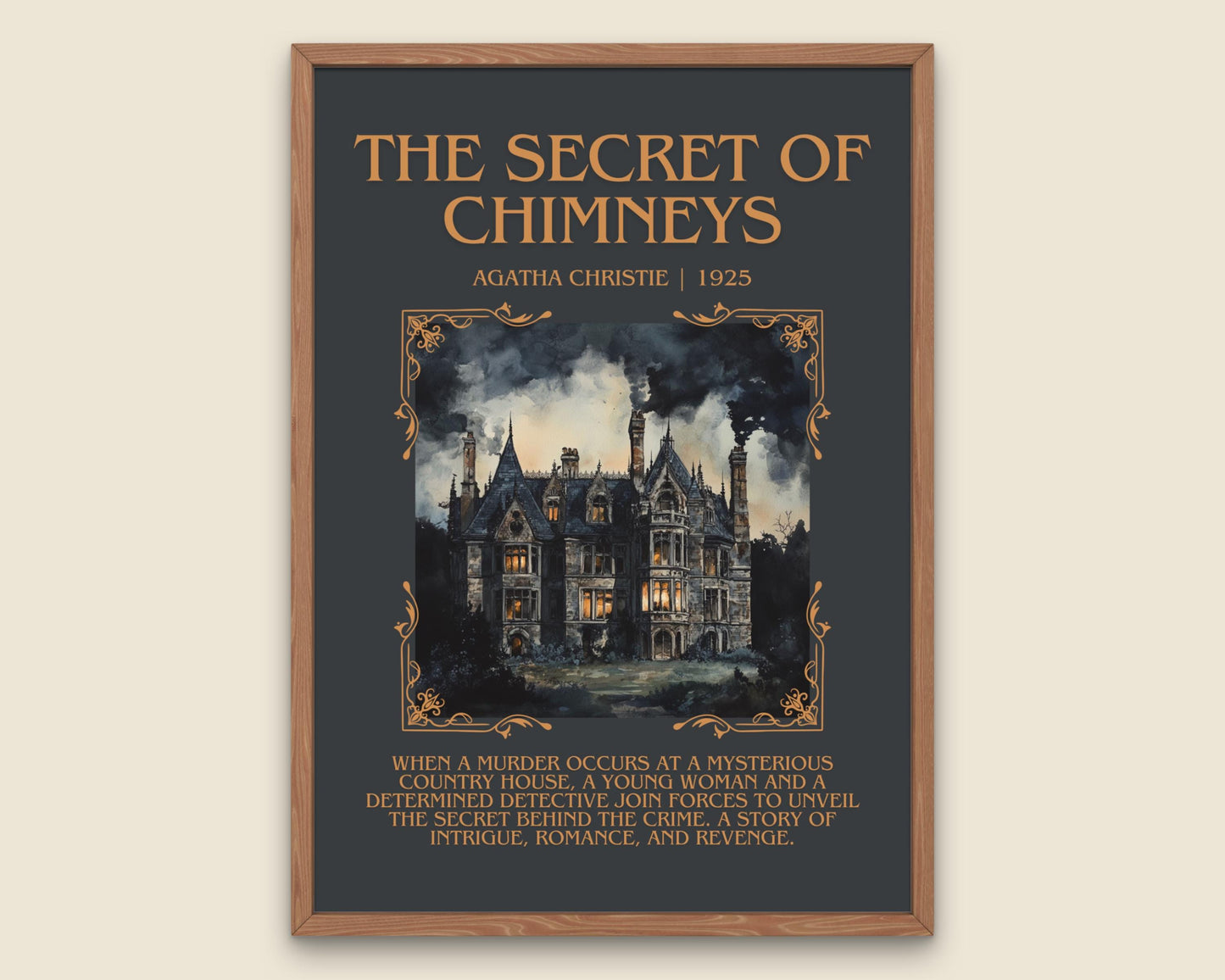 The Secret Of Chimneys by Agatha Christie Descriptive, High Quality Poster Print.Free Delivery Wall Art.Author&Blurb Book Artwork.Decor Gift