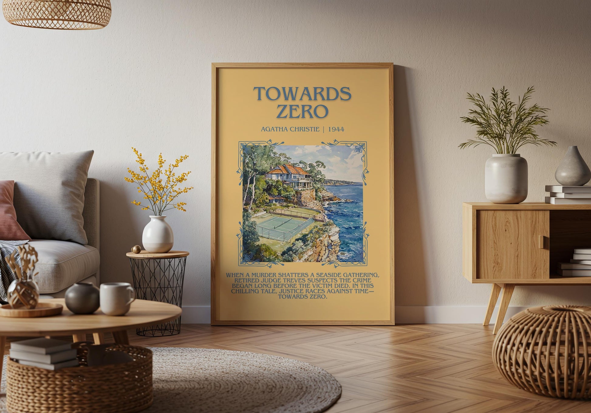 Towards Zero by Agatha Christie Descriptive, High Quality Poster Print.Free Delivery Wall Art.Author&Blurb Book Artwork. Book Summary Gift