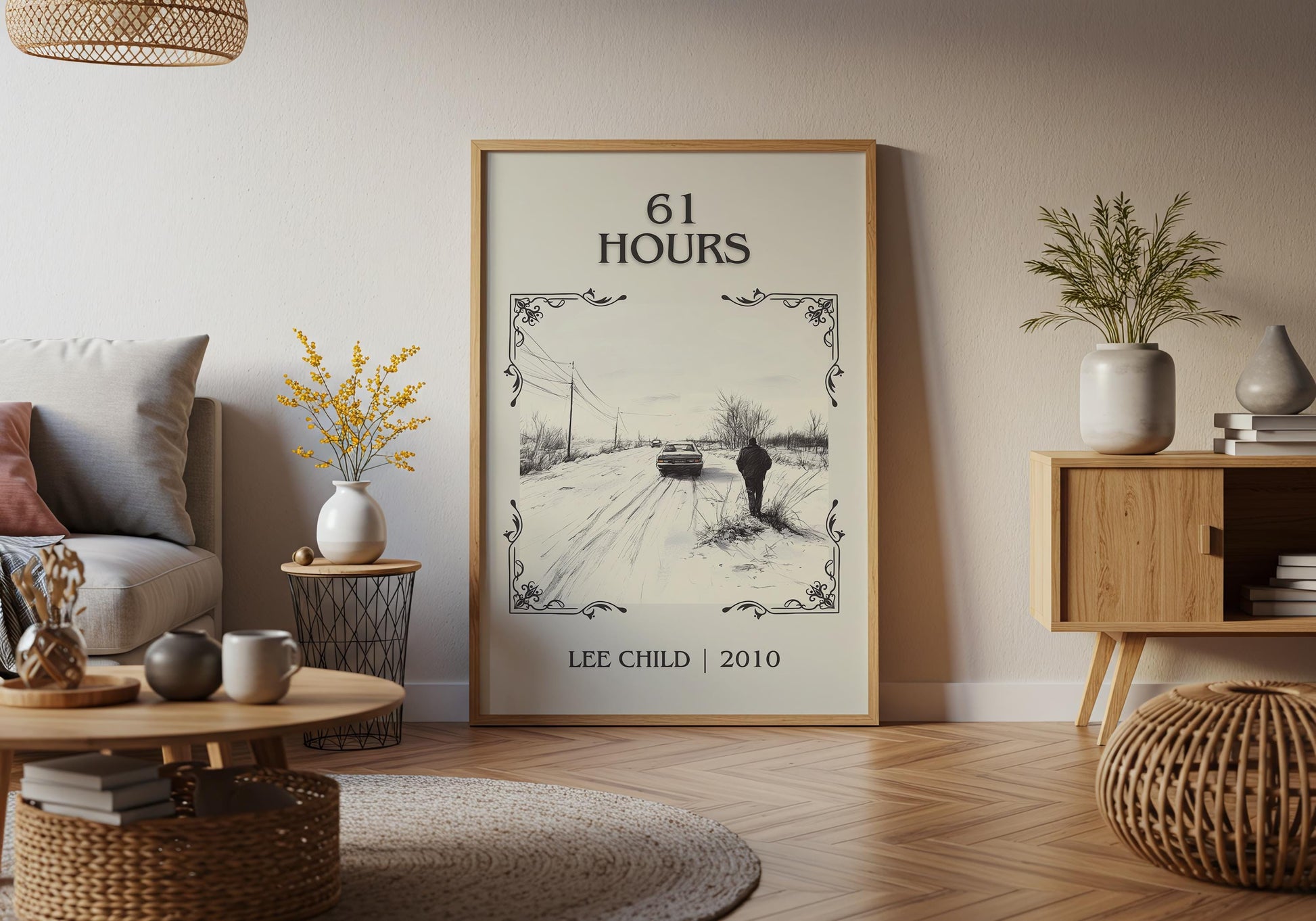 61 Hours by Lee Child High Quality Poster Print. Free Delivery Wall Art. Author & Blurb Book/Novel Minimalist Art Gift