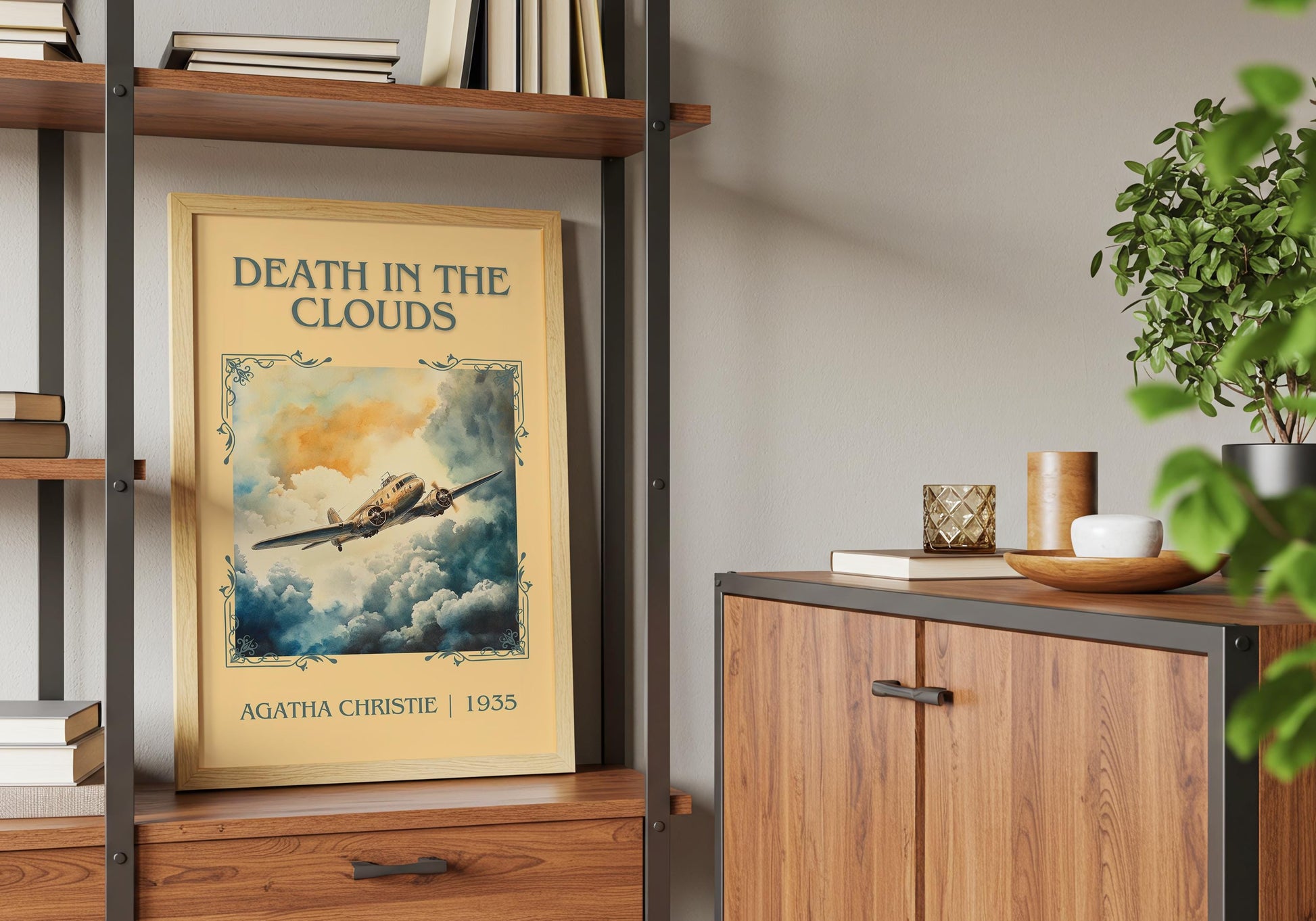 Death In The Clouds by Agatha Christie High Quality Poster Print. Free Delivery Wall Art. Author&Blurb Book/Novel Minimalist Art Gift