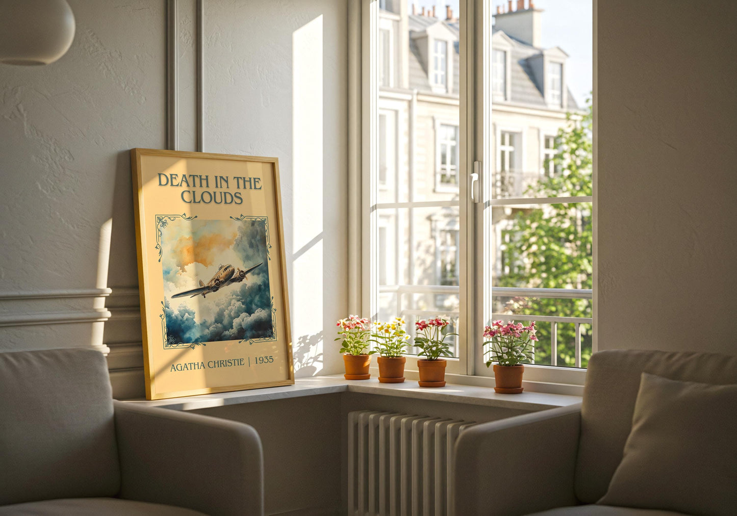 Death In The Clouds by Agatha Christie High Quality Poster Print. Free Delivery Wall Art. Author&Blurb Book/Novel Minimalist Art Gift