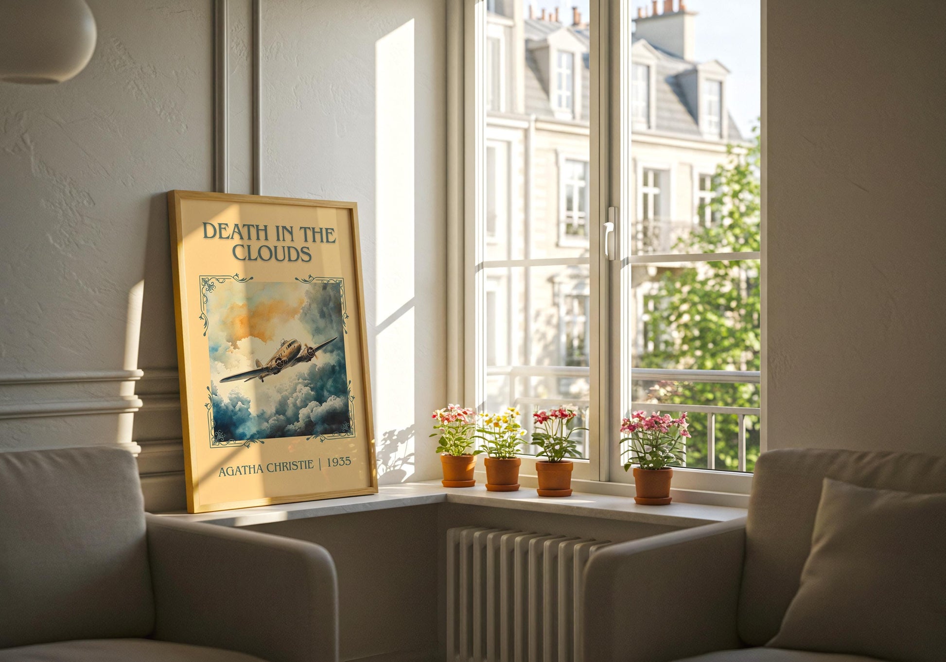 Death In The Clouds by Agatha Christie High Quality Poster Print. Free Delivery Wall Art. Author&Blurb Book/Novel Minimalist Art Gift