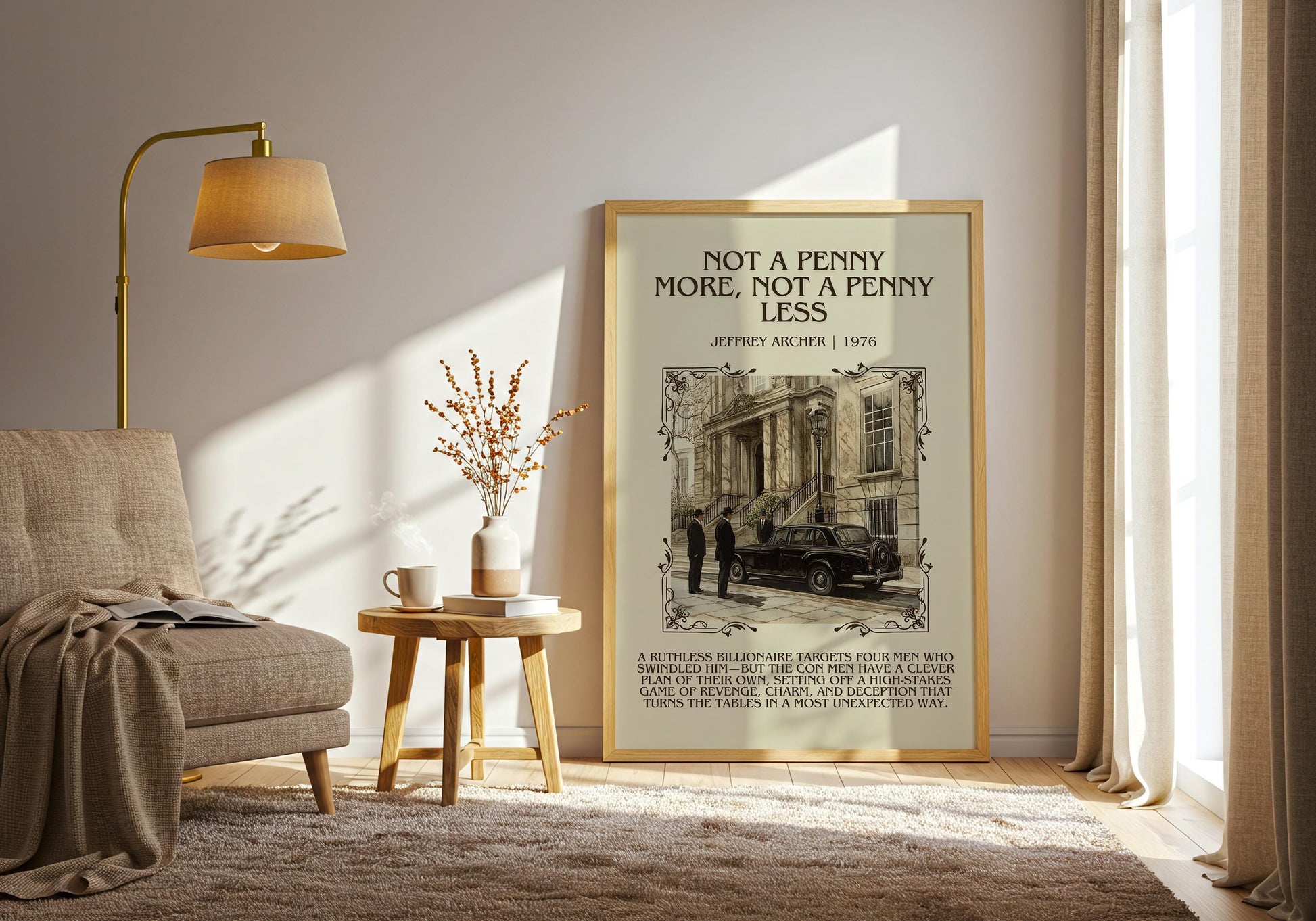 Not A Penny More, Not A Penny Less by Jeffrey Archer Descriptive, High Quality Poster Print.Free Delivery Wall Art.Author&Blurb Book Artwork