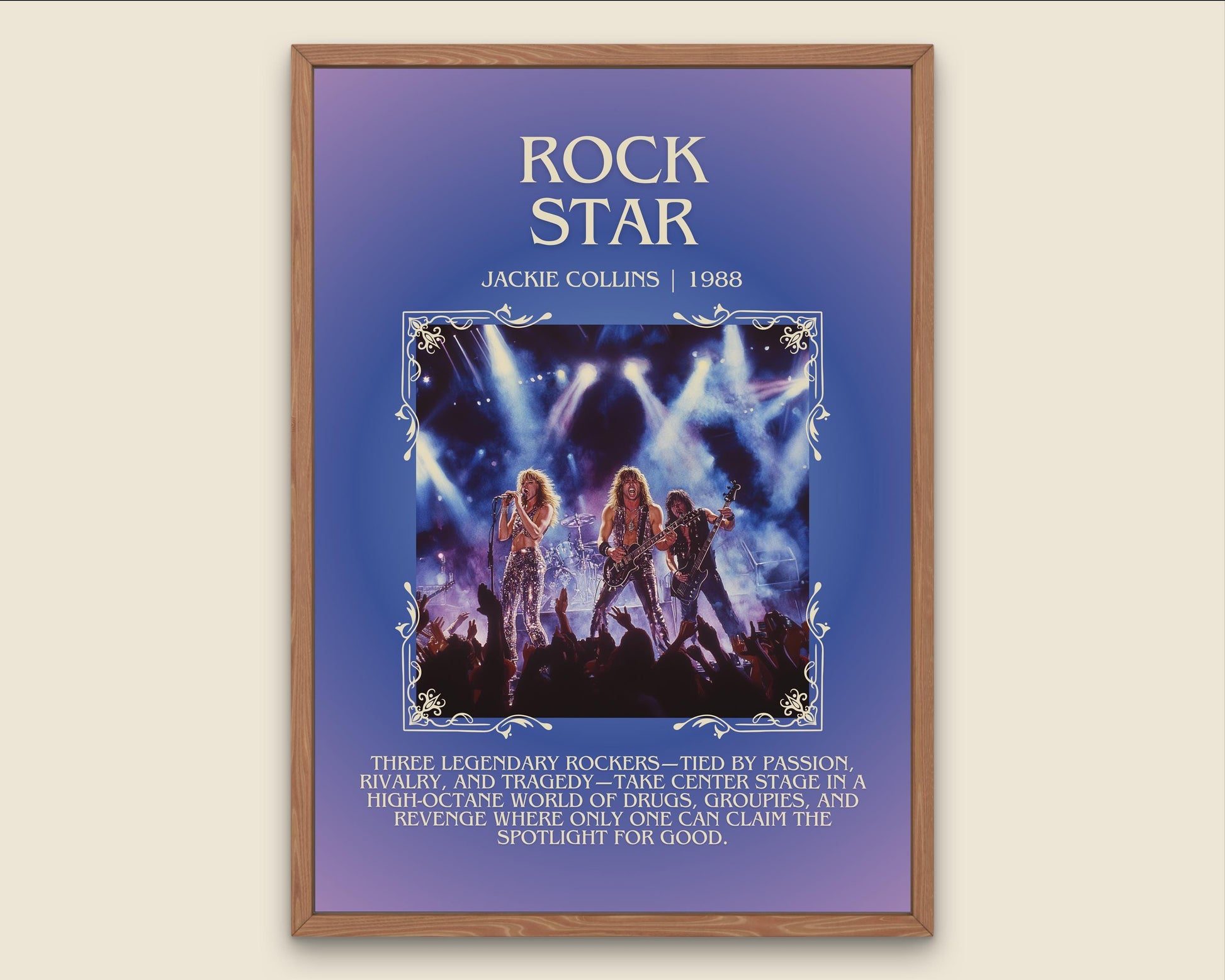Rockstar by Jackie Collins Descriptive, High Quality Poster Print.Free Delivery Wall Art.Author&Blurb Book Artwork Home Decor Novel Art