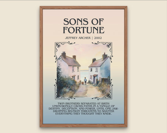 Sons Of Fortune by Jeffrey Archer Descriptive, High Quality Poster Print.Free Delivery Wall Art.Author&Blurb Book Artwork Home Decor Novel