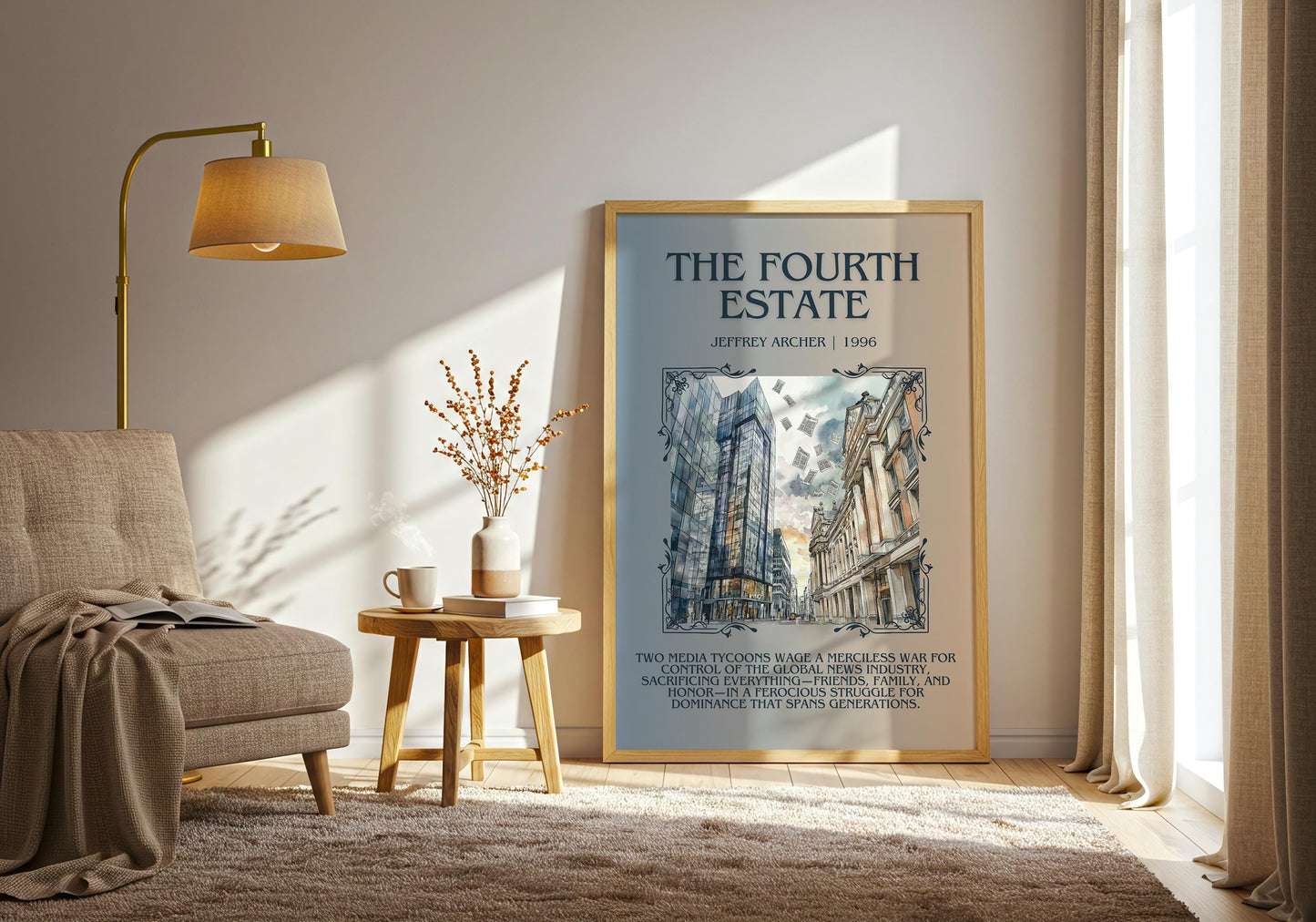 The Fourth Estate by Jeffrey Archer Descriptive, High Quality Poster Print.Free Delivery Wall Art.Author&Blurb Book Artwork Home Decor Novel