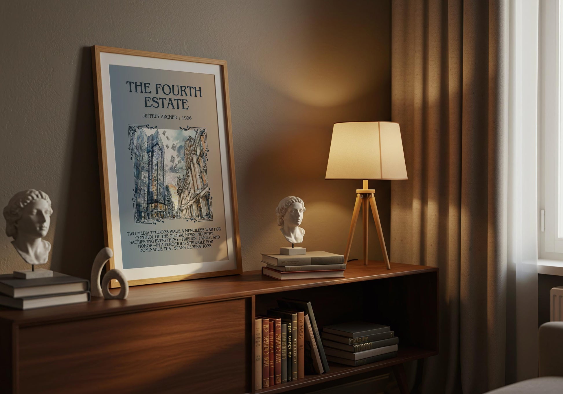The Fourth Estate by Jeffrey Archer Descriptive, High Quality Poster Print.Free Delivery Wall Art.Author&Blurb Book Artwork Home Decor Novel