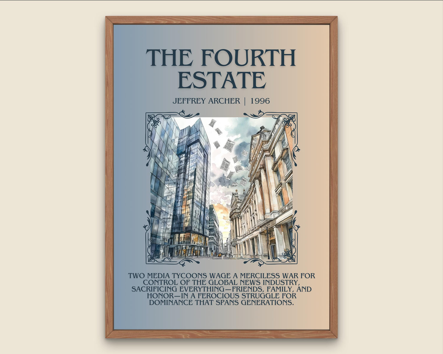 The Fourth Estate by Jeffrey Archer Descriptive, High Quality Poster Print.Free Delivery Wall Art.Author&Blurb Book Artwork Home Decor Novel