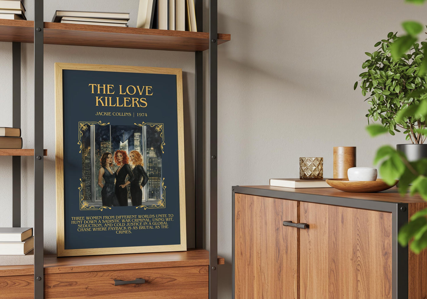 The Love Killers by Jackie Collins Descriptive, High Quality Poster Print.Free Delivery Wall Art.Author&Blurb Book Artwork Novel Gift Art