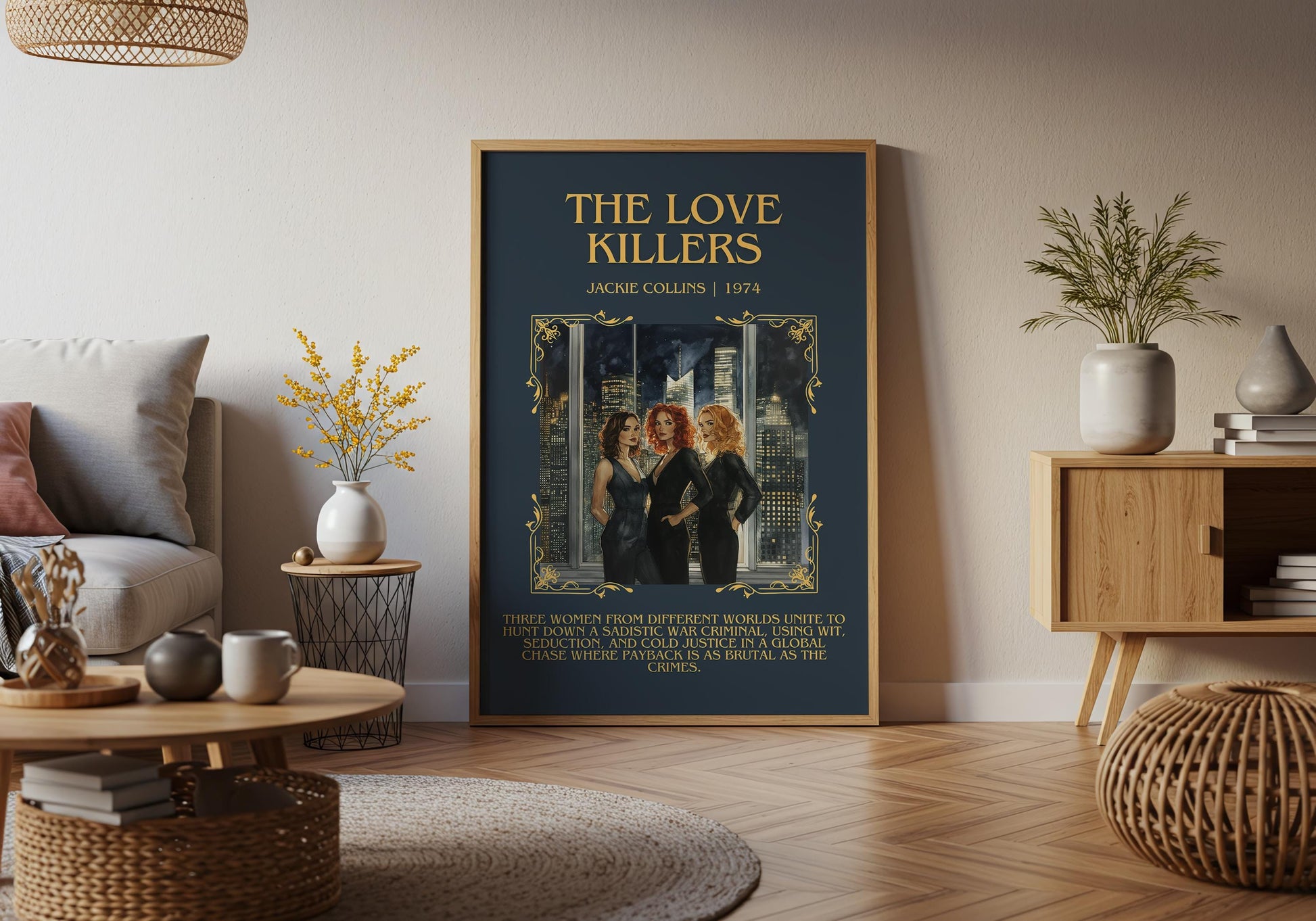 The Love Killers by Jackie Collins Descriptive, High Quality Poster Print.Free Delivery Wall Art.Author&Blurb Book Artwork Novel Gift Art