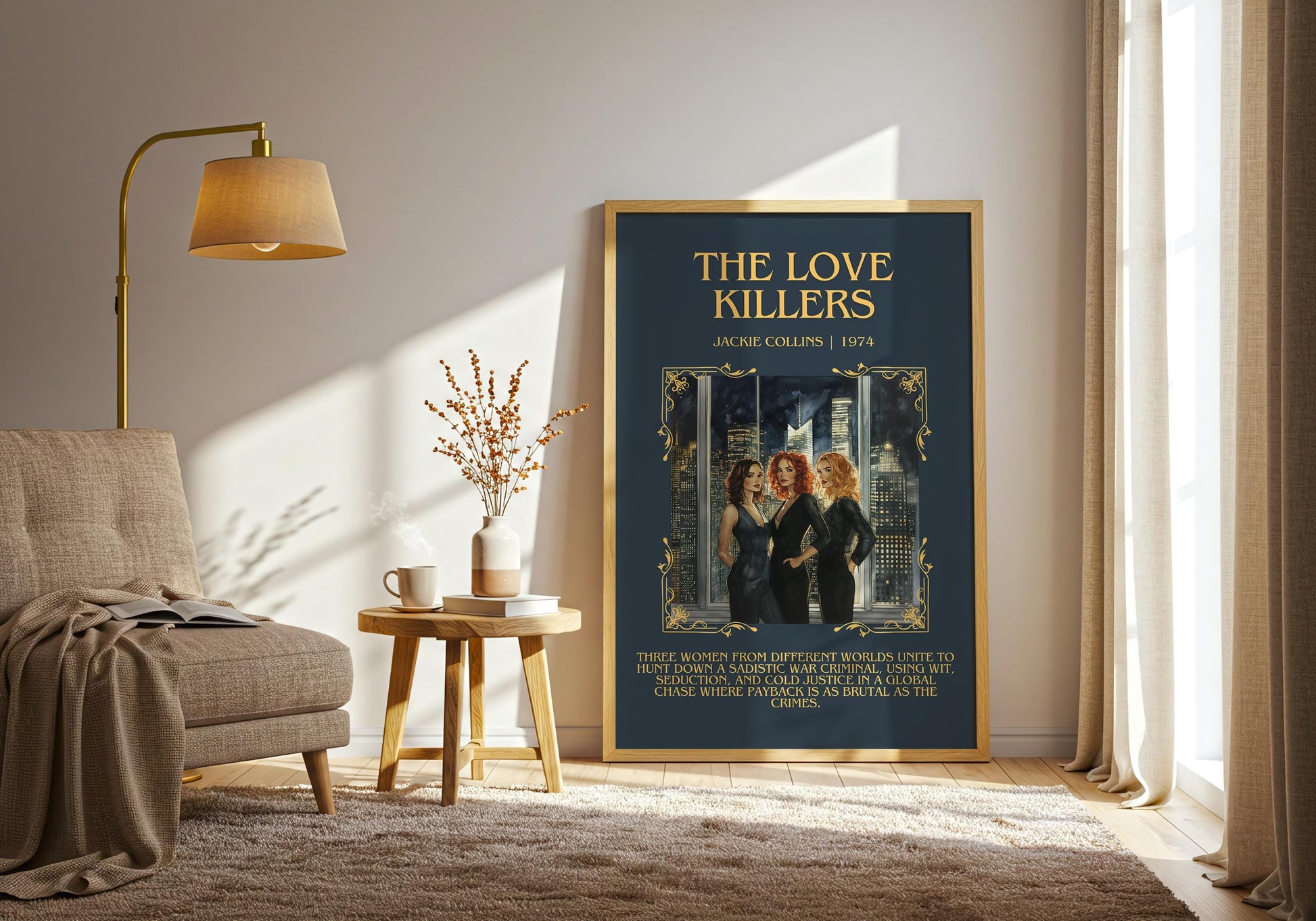 The Love Killers by Jackie Collins Descriptive, High Quality Poster Print.Free Delivery Wall Art.Author&Blurb Book Artwork Novel Gift Art