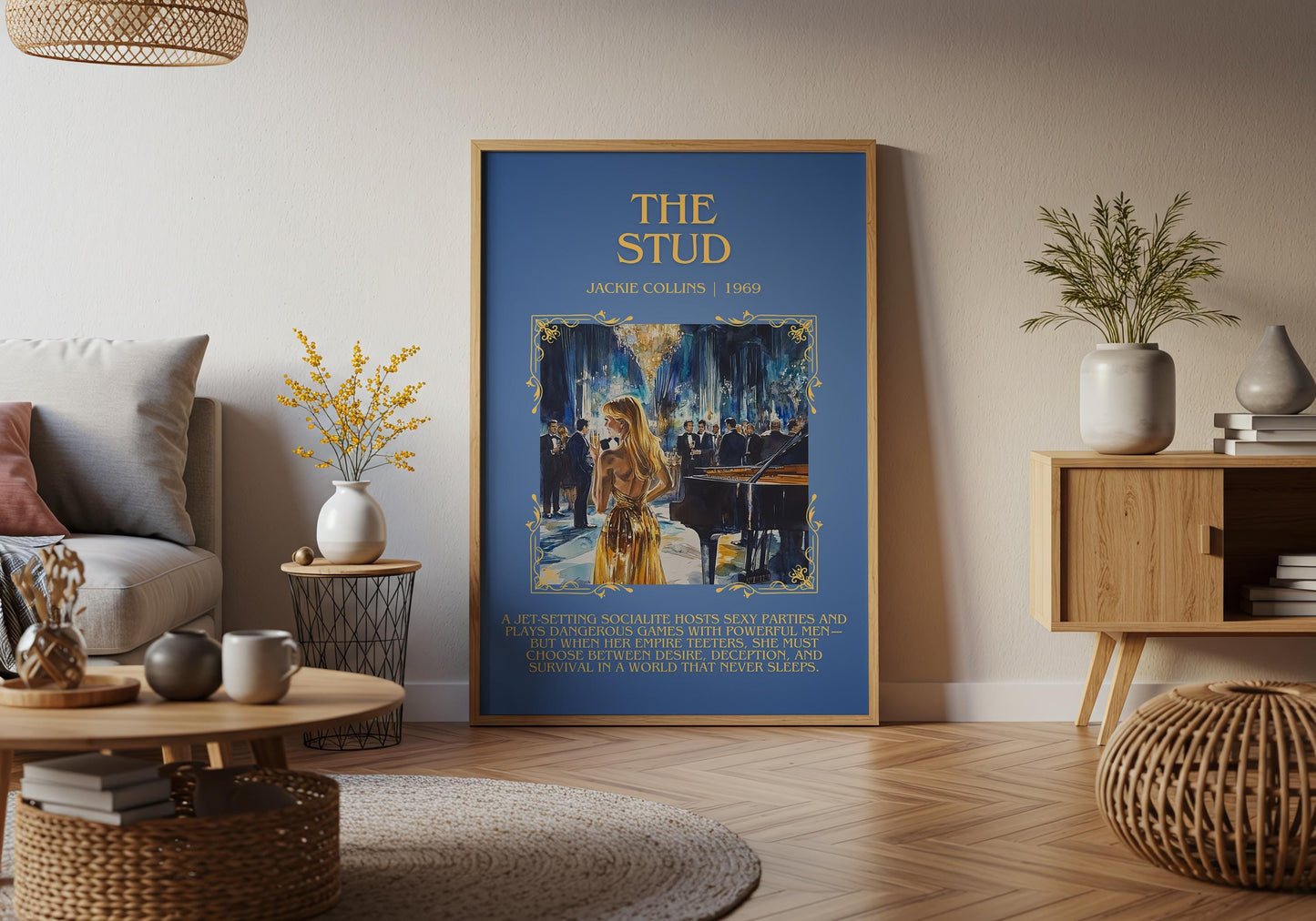 The Stud by Jackie Collins Descriptive, High Quality Poster Print.Free Delivery Wall Art.Author&Blurb Book Artwork Novel Gift Art
