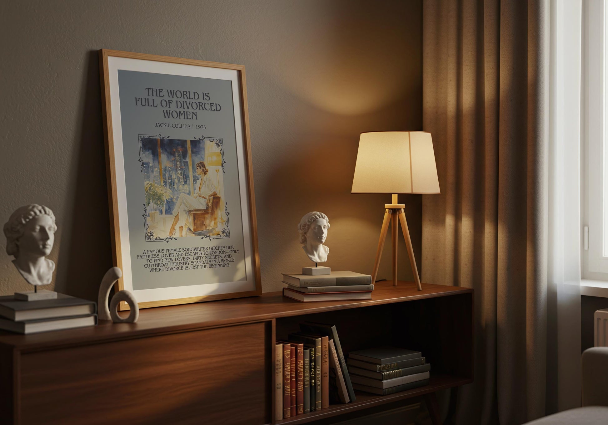 The World Is Full Of Divorced Women by Jackie Collins Descriptive, High Quality Poster Print.Free Delivery Wall Art. Author&Blurb Book Novel