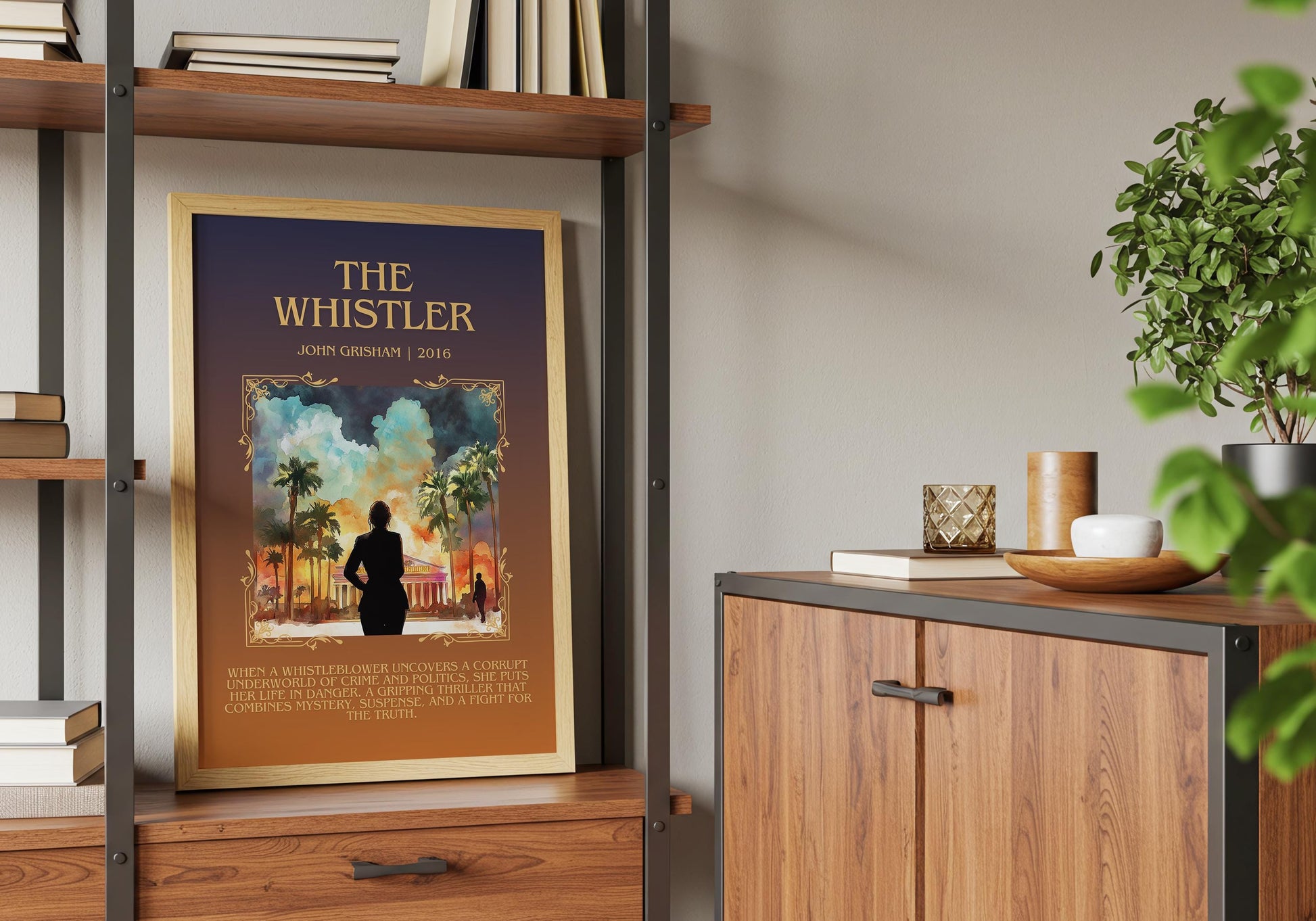The Whistler by John Grisham Descriptive, High Quality Poster Print Free Delivery Wall Art. Author&Blurb Book Artwork. Book Summary Gift