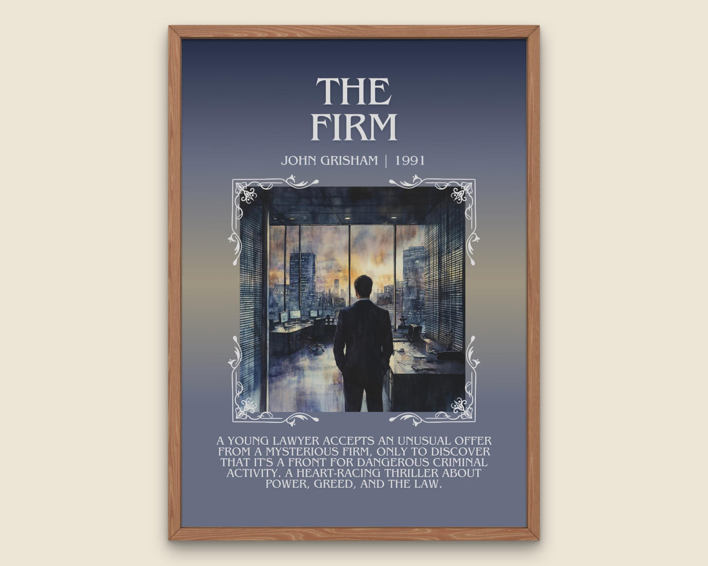 The Firm by John Grisham Descriptive, High Quality Poster Print Free Delivery Wall Art. Author&Blurb Book Artwork. Book Summary Gift Decor