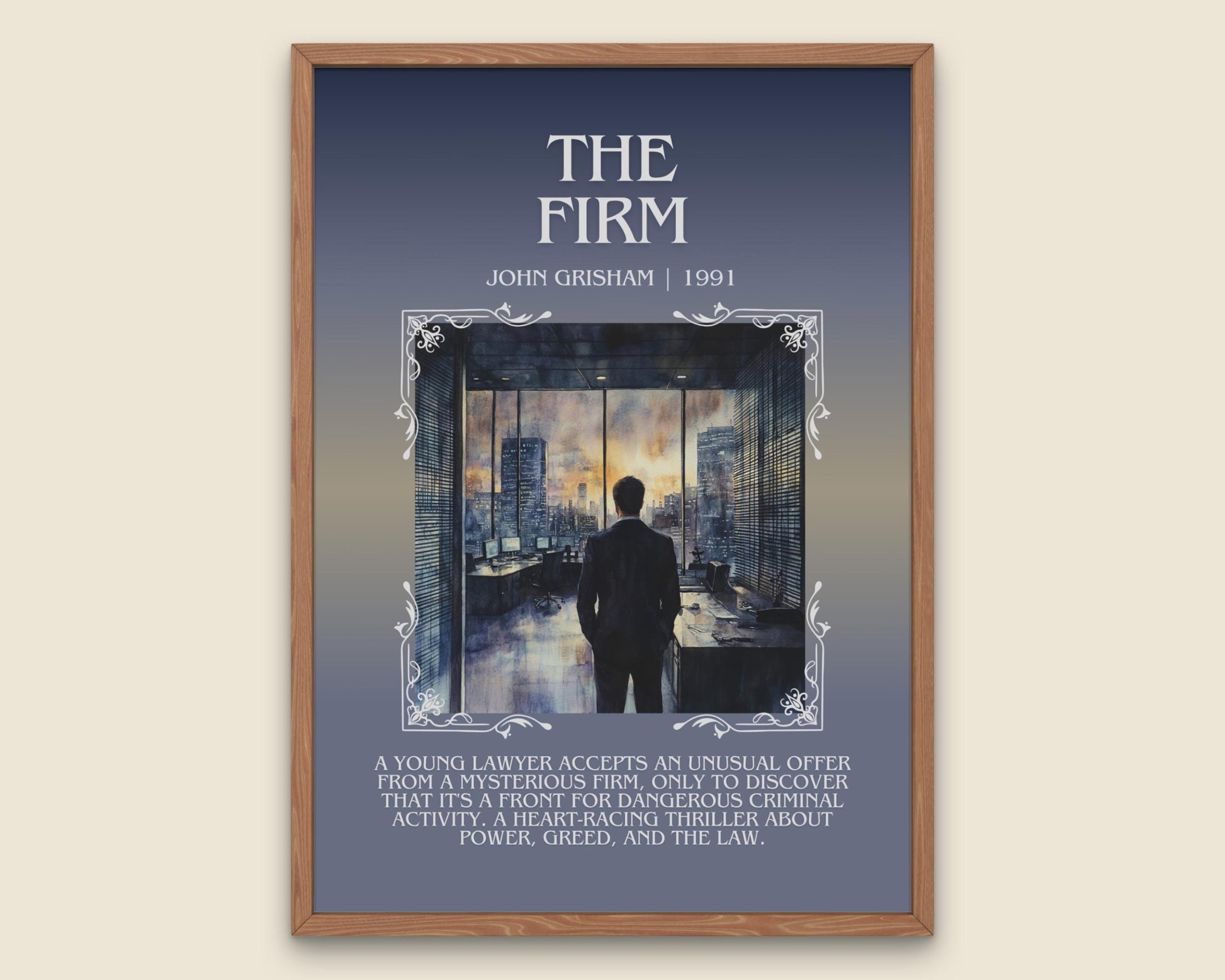 The Firm by John Grisham Descriptive, High Quality Poster Print Free Delivery Wall Art. Author&Blurb Book Artwork. Book Summary Gift Decor