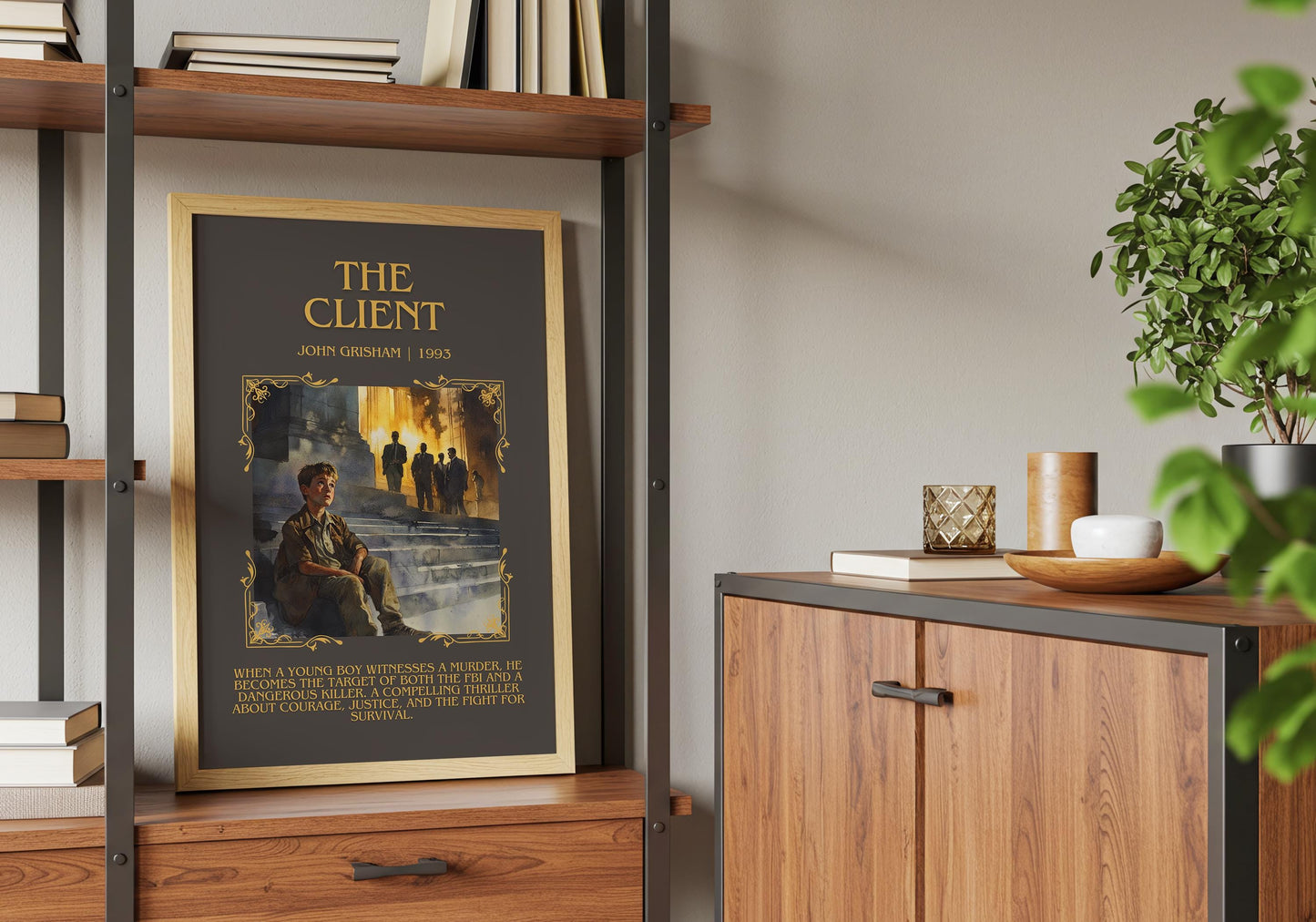 The Client by John Grisham Descriptive, High Quality Poster Print Free Delivery Wall Art. Author&Blurb Book Artwork. Book Summary Gift Decor