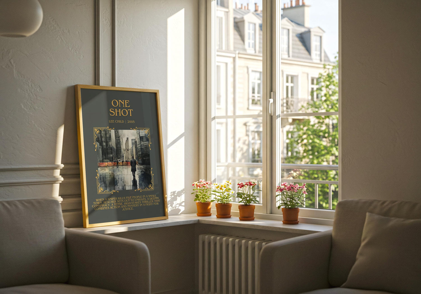 One Shot by Lee Child Descriptive, High Quality Poster Print. Fast, Free Delivery Wall Art. Author & Blurb Book Artwork. Book Summary Gift