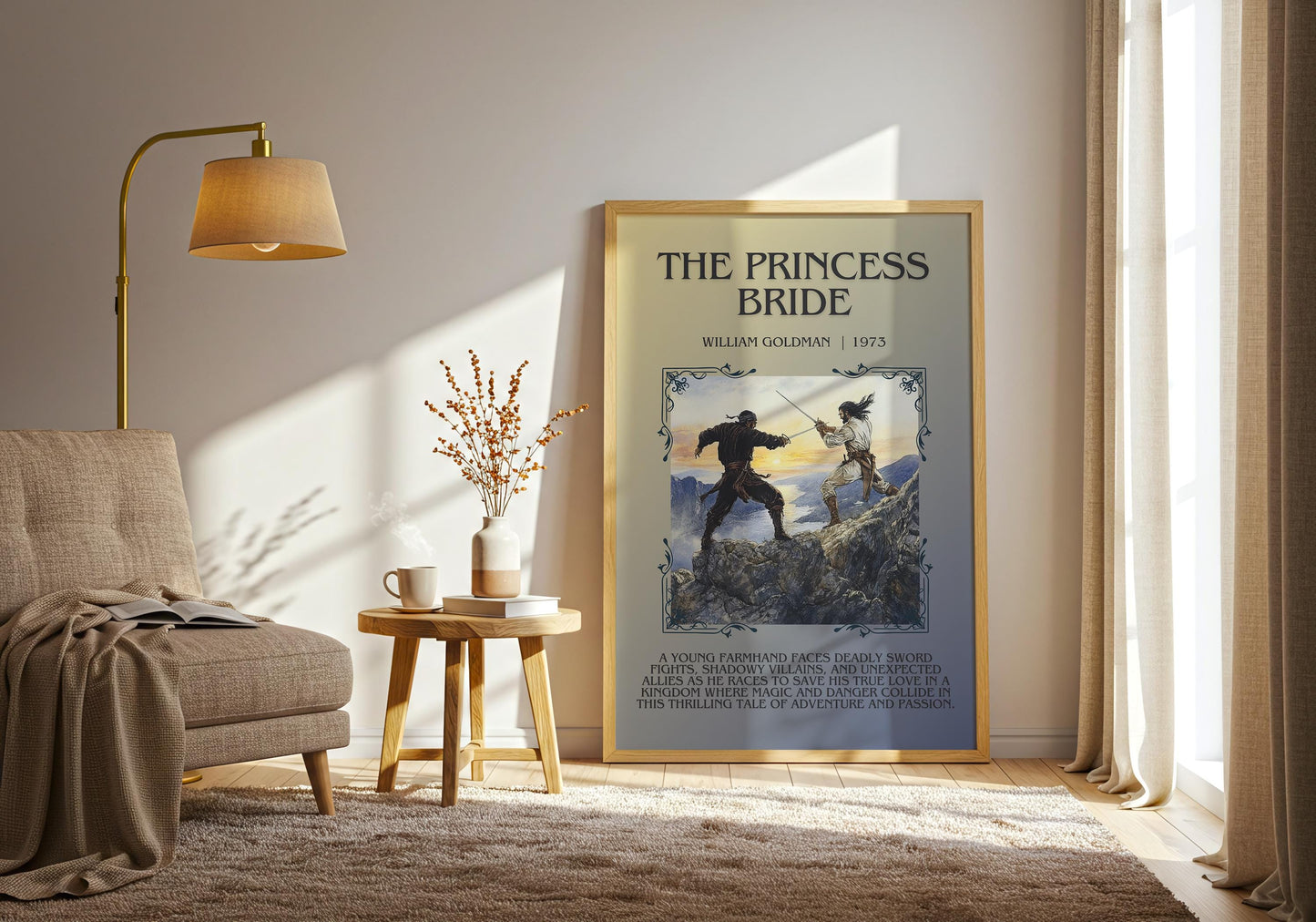 The Princess Bride by William Goldman Descriptive, High Quality Poster Print.Free Delivery Wall Art. Author&Blurb Book Artwork