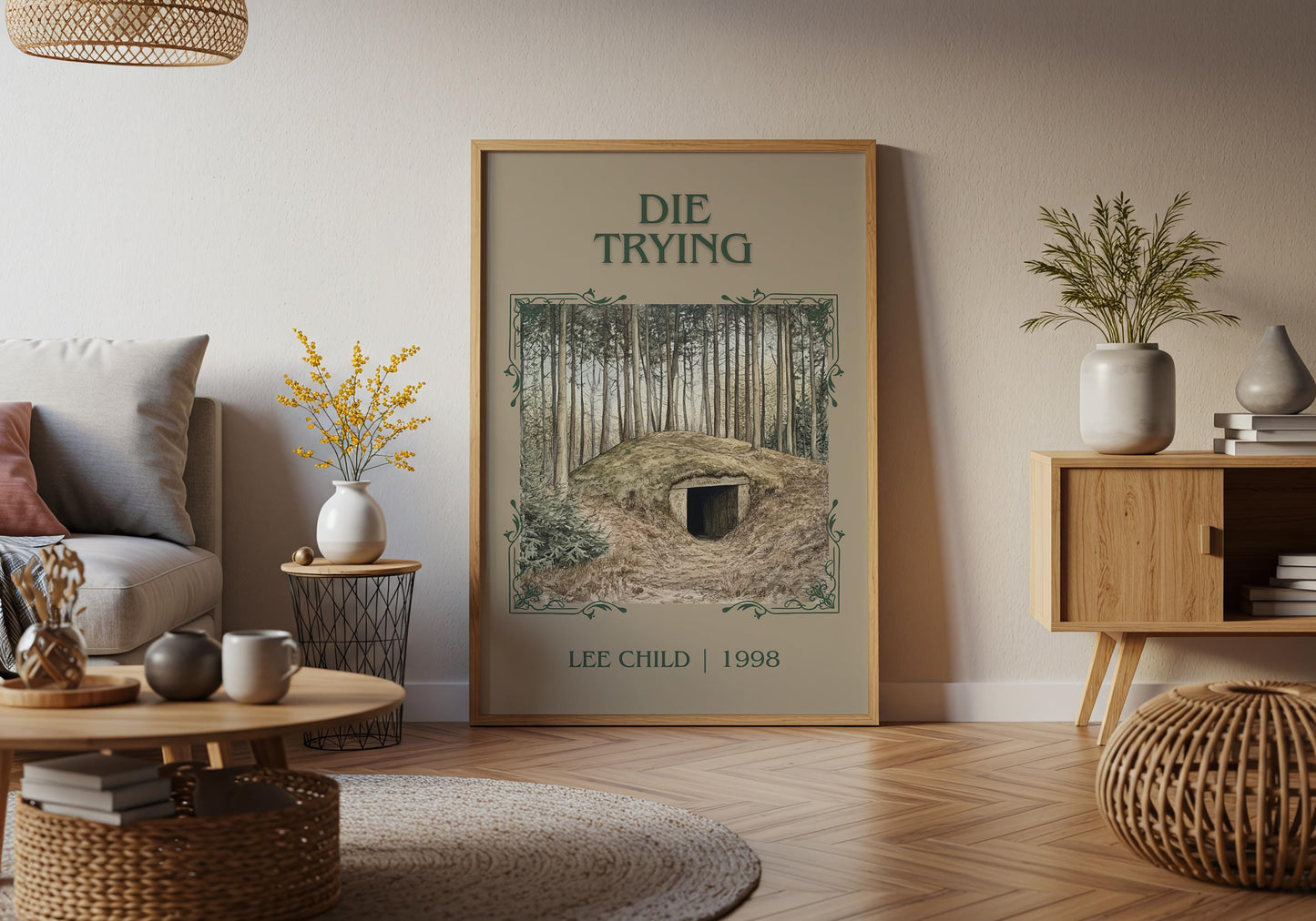 Die Trying by Lee Child High Quality Poster Print. Free Delivery Wall Art. Author & Blurb Book/Novel Minimalist Art Gift Home Decor