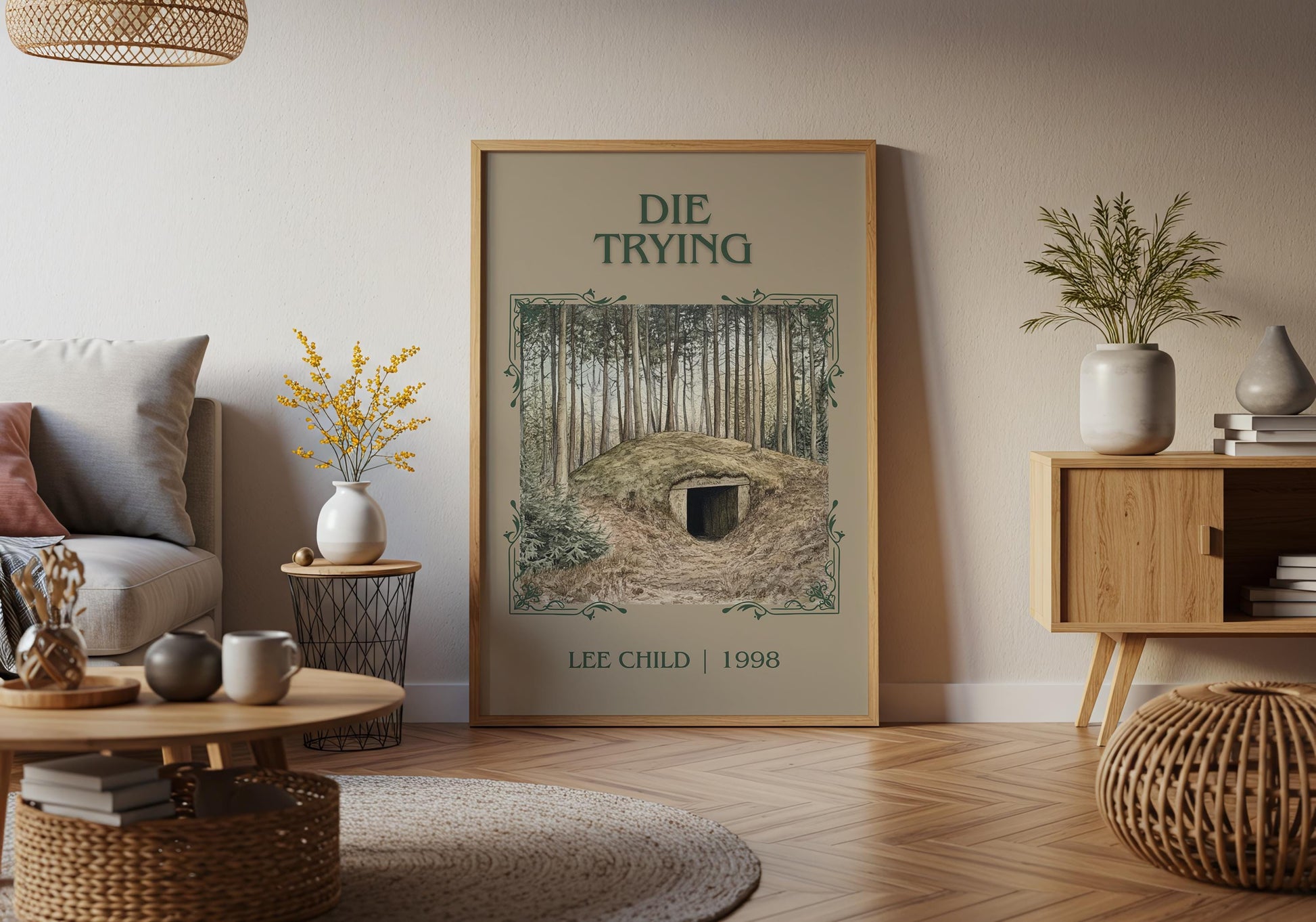 Die Trying by Lee Child High Quality Poster Print. Free Delivery Wall Art. Author & Blurb Book/Novel Minimalist Art Gift Home Decor