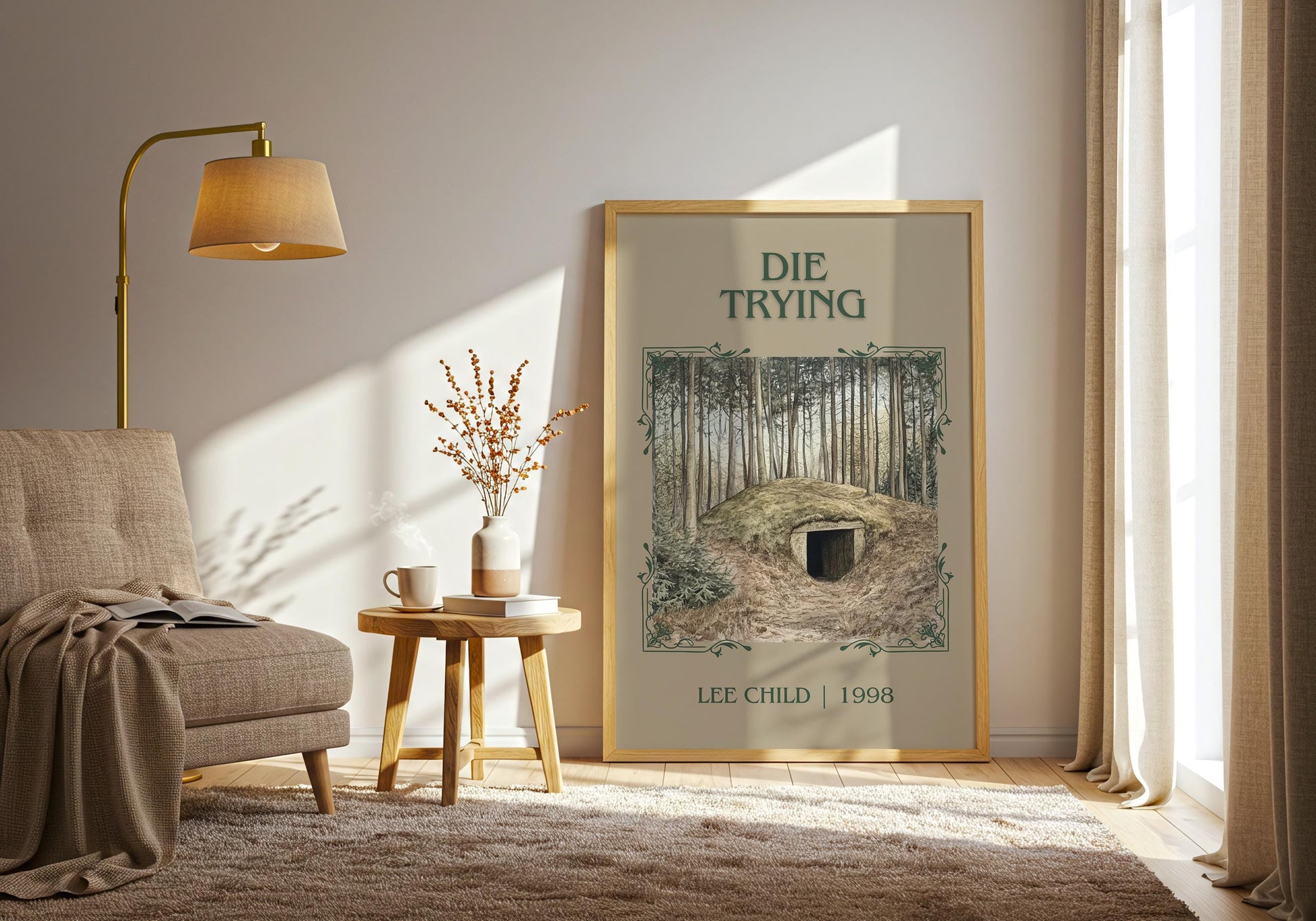 Die Trying by Lee Child High Quality Poster Print. Free Delivery Wall Art. Author & Blurb Book/Novel Minimalist Art Gift Home Decor