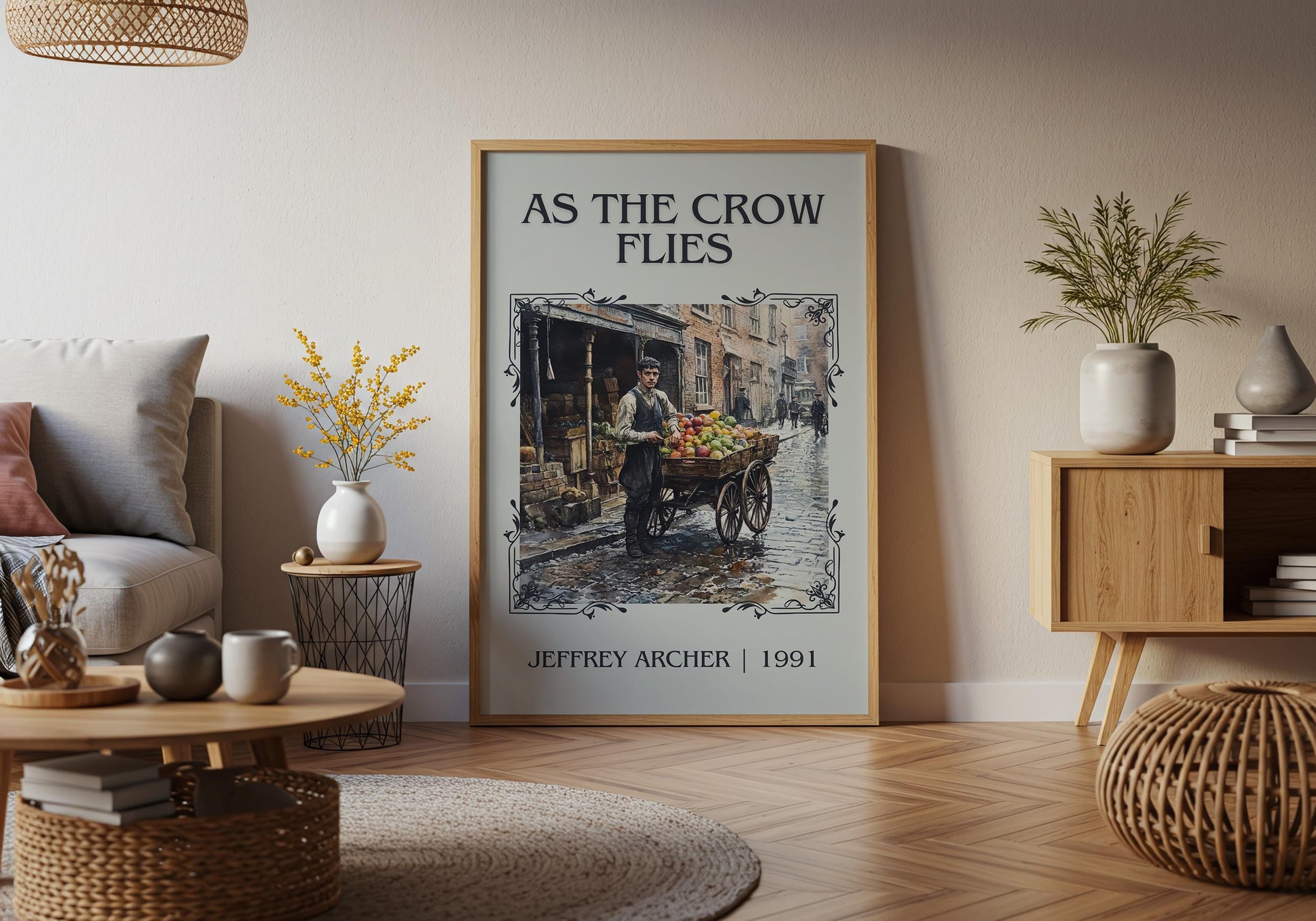 As The Crow Flies by Jeffrey Archer High Quality Poster Print. Free Delivery Wall Art-Author&Blurb Book Minimalist Home Gift Cover Library