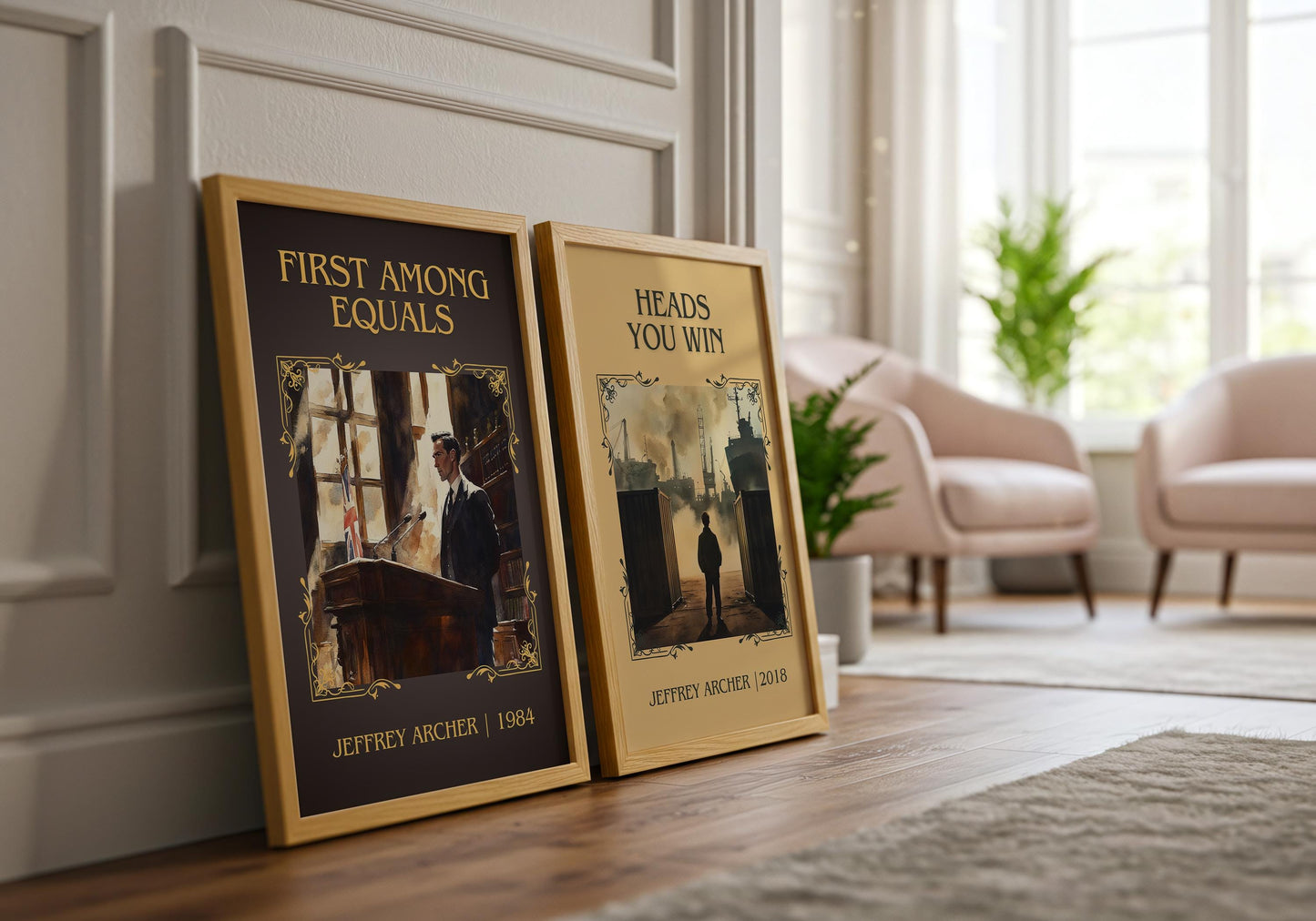 Heads You Win by Jeffrey Archer High Quality Poster Print. Free Delivery Wall Art-Author&Blurb Book Minimalist Home Gift Cover Nook Gift