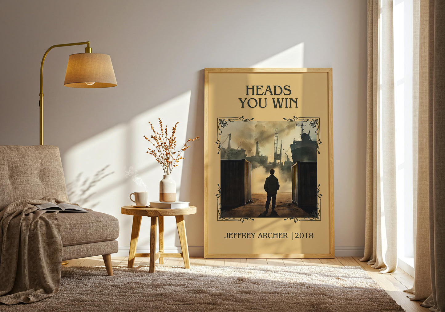 Heads You Win by Jeffrey Archer High Quality Poster Print. Free Delivery Wall Art-Author&Blurb Book Minimalist Home Gift Cover Nook Gift