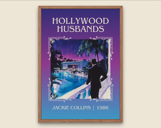 Hollywood Husbands by Jackie Collins High Quality Poster Print. Free Delivery Wall Art-Author&Blurb Book Minimalist Home Gift Cover Library