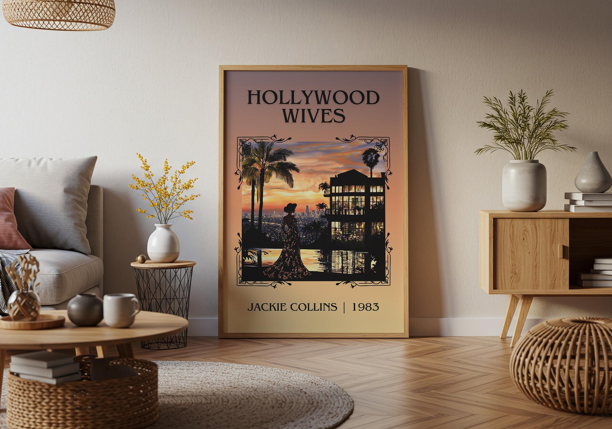 Hollywood Wives by Jackie Collins High Quality Poster Print. Free Delivery Wall Art-Author&Blurb Book Minimalist Home Gift Cover Library