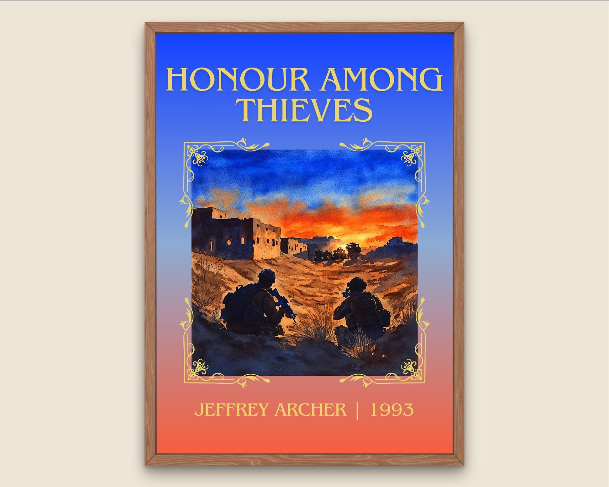 Honour Among Thieves by Jeffrey Archer High Quality Poster Print-Free Delivery Wall Art-Author&Blurb Book Minimalist Home Gift Cover Library