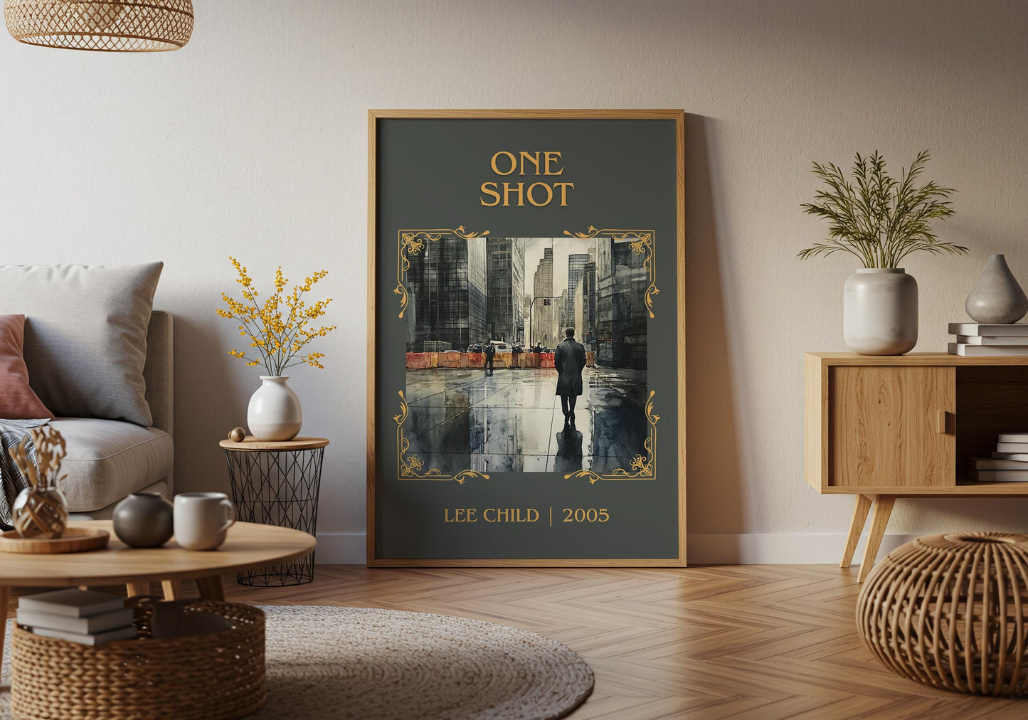 One Shot by Lee Child High Quality Poster Print. Free Delivery Wall Art. Author & Blurb Book/Novel Minimalist Art Gift Decor