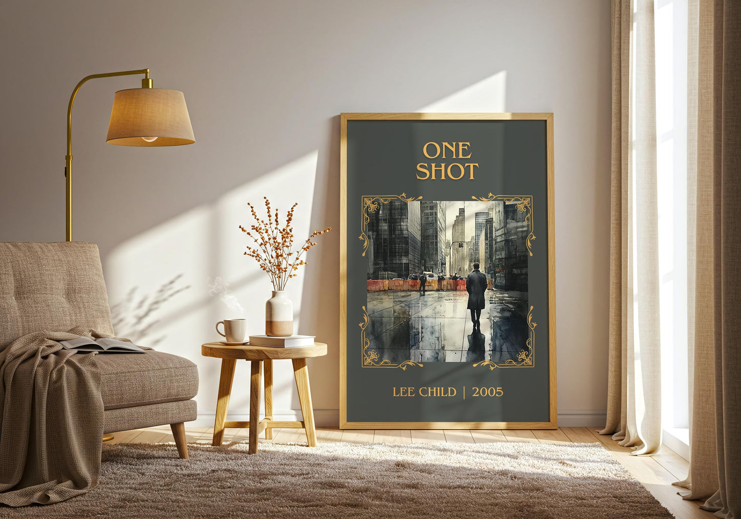 One Shot by Lee Child High Quality Poster Print. Free Delivery Wall Art. Author & Blurb Book/Novel Minimalist Art Gift Decor