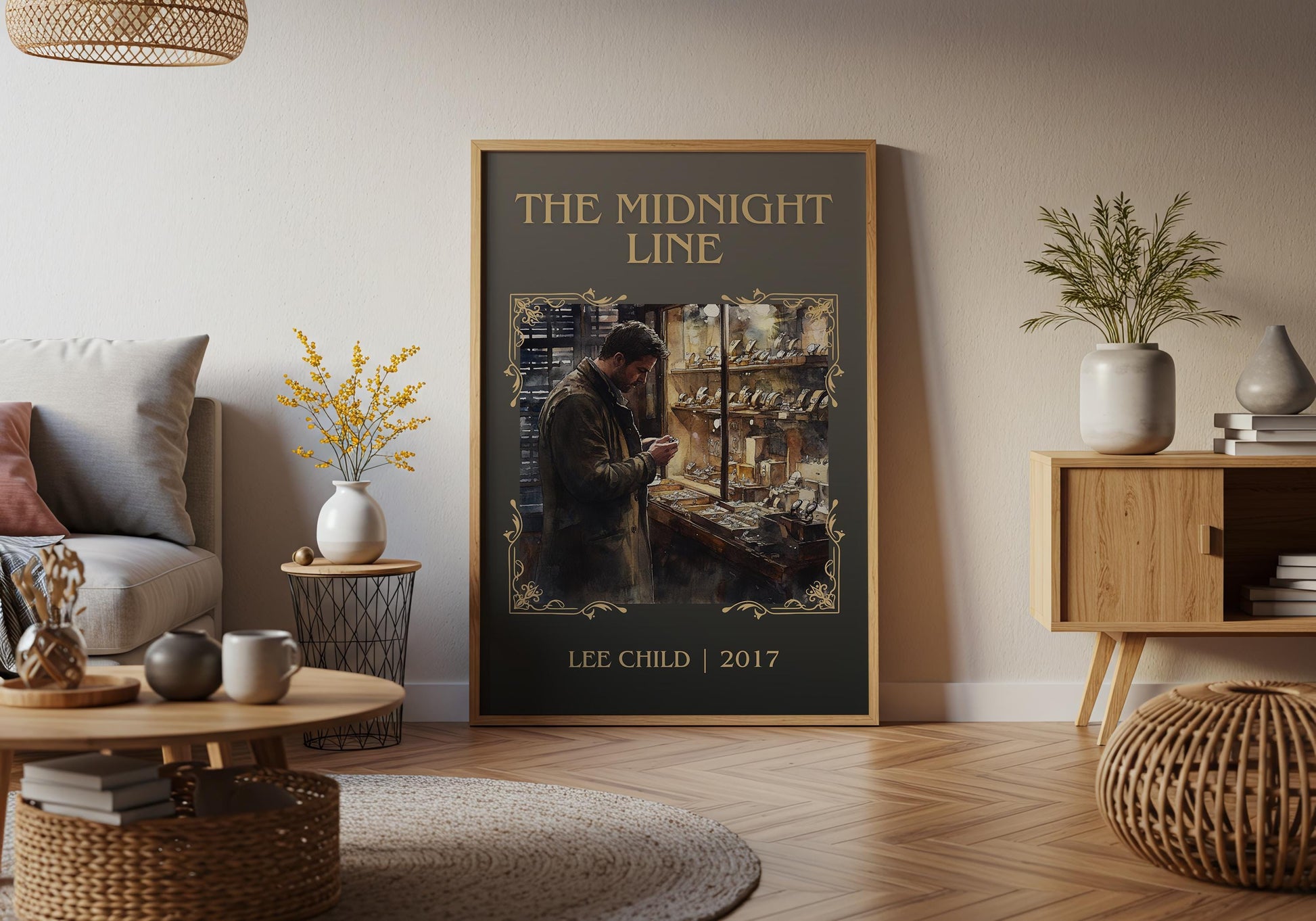 The Midnight Line by Lee Child High Quality Poster Print. Free Delivery Wall Art-Author & Blurb Book/Novel Minimalist Art Gift