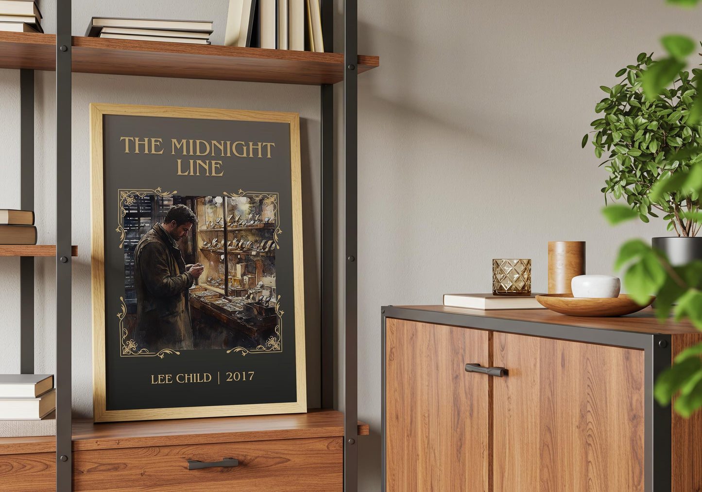 The Midnight Line by Lee Child High Quality Poster Print. Free Delivery Wall Art-Author & Blurb Book/Novel Minimalist Art Gift