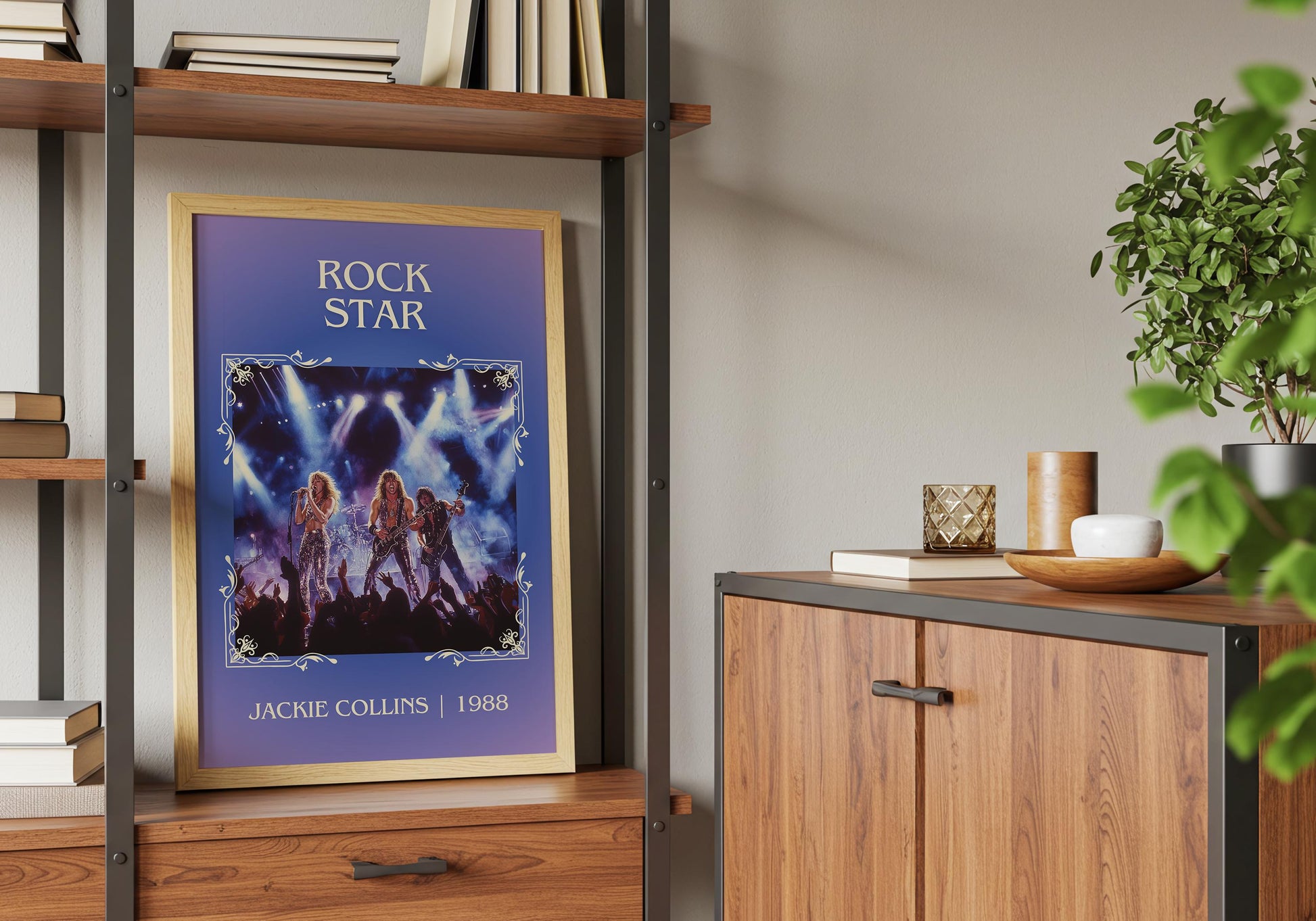 Rockstar by Jackie Collins High Quality Poster Print. Free Delivery Wall Art-Author&Blurb Book Minimalist Home Library Nook Gift