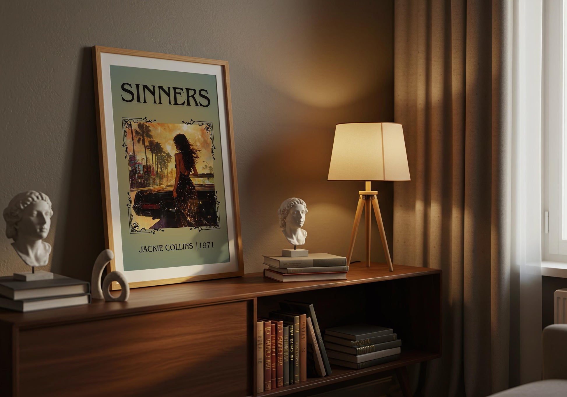 Sinners by Jackie Collins High Quality Poster Print. Free Delivery Wall Art-Author&Blurb Book Minimalist Home Library Nook Gift Book Lover