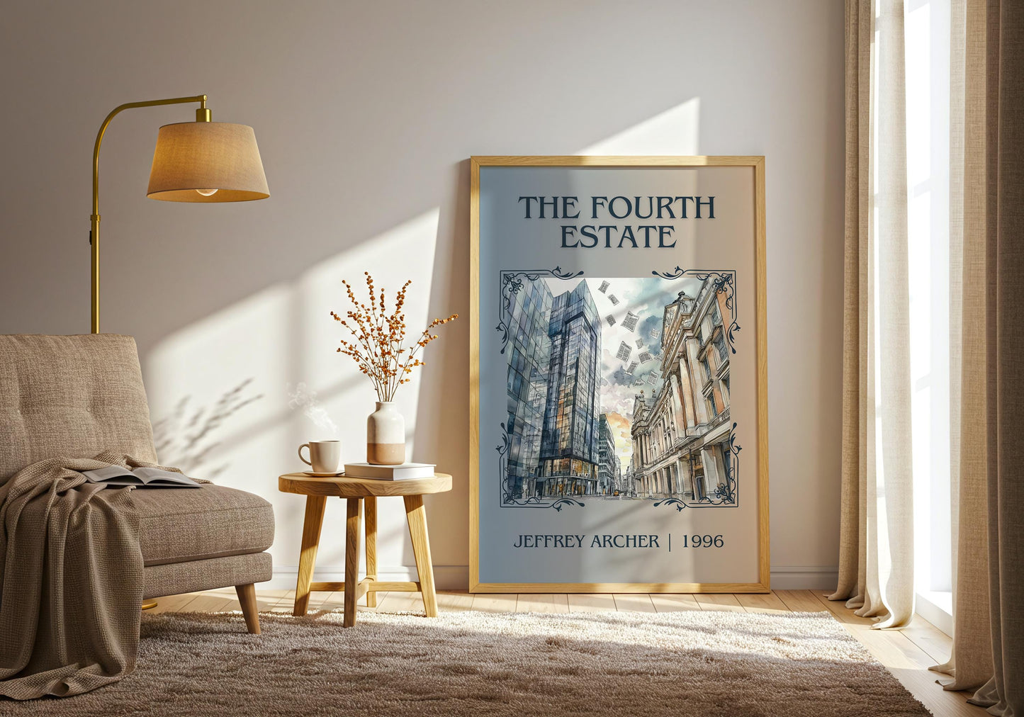 The Fourth Estate by Jeffrey Archer High Quality Poster Print-Free Delivery Wall Art. Author & Blurb Book/Novel Minimalist Gift Library Nook
