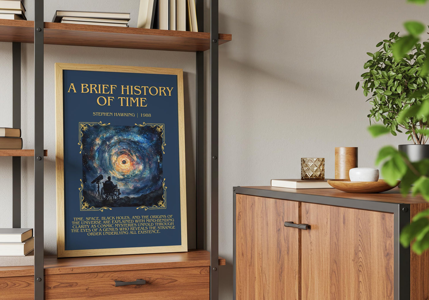 A Brief History of Time by Stephen Hawking Descriptive, High Quality Poster Print.Free Delivery Wall Art. Author&Blurb Book Artwork Novel