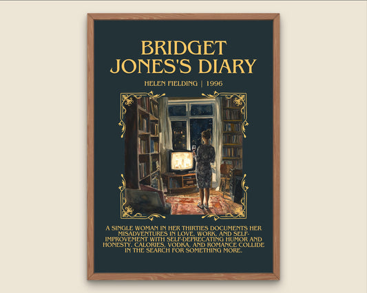 Bridget Jones's Diary by Helen Fielding Descriptive, High Quality Poster Print.Free Delivery Wall Art. Author&Blurb Book Artwork Novel