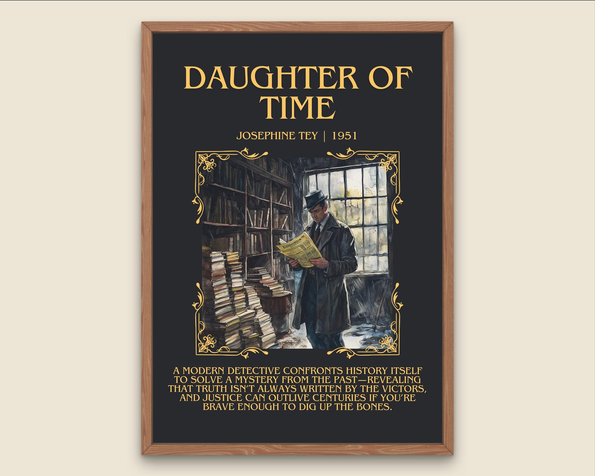 Daughter Of Time by Josephine They Descriptive, High Quality Poster Print.Free Delivery Wall Art. Author&Blurb Book Artwork Novel Nook Gift