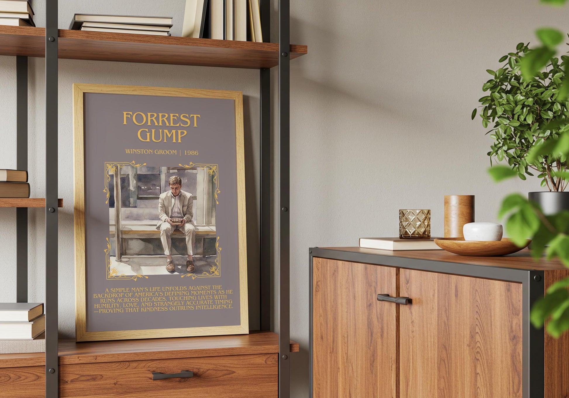 Forest Gump by Winston Groom Descriptive, High Quality Poster Print.Free Delivery Wall Art. Author&Blurb Book Artwork Novel Nook Gift