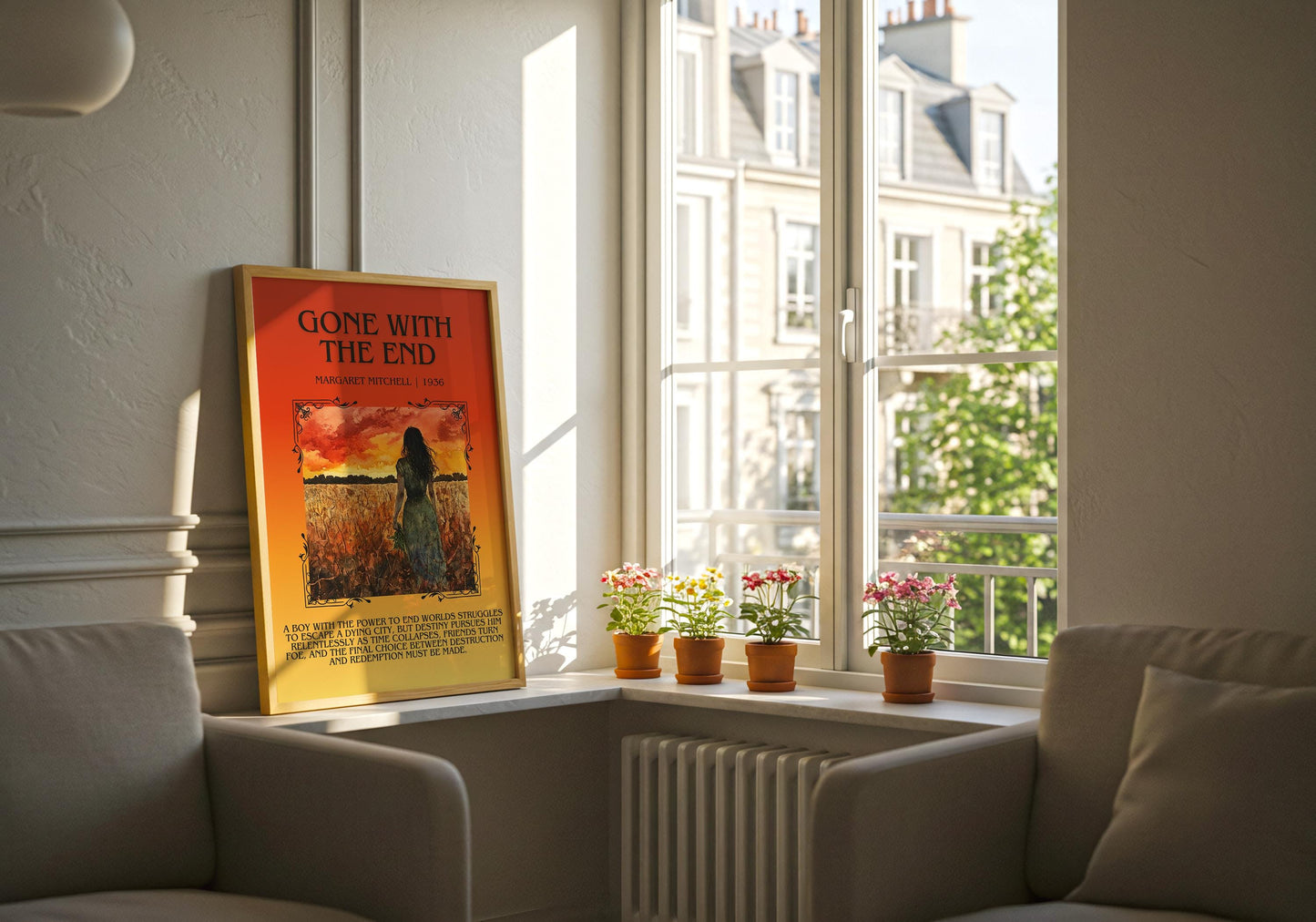 Gone With The End by Margaret Mitchell Descriptive, High Quality Poster Print.Free Delivery Wall Art. Author&Blurb Book Artwork Novel Nook