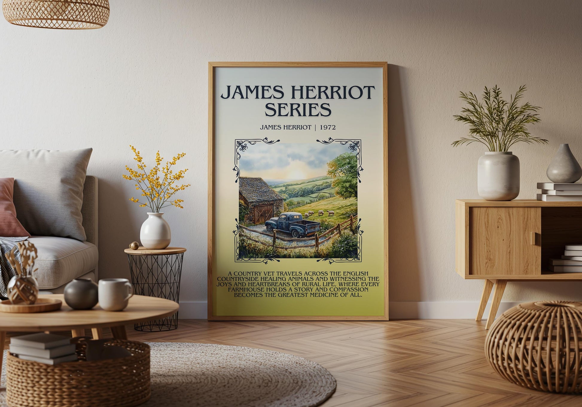 James Herriot Series by James Herriot Descriptive, High Quality Poster Print.Free Delivery Wall Art. Author&Blurb Book Artwork Novel Nook