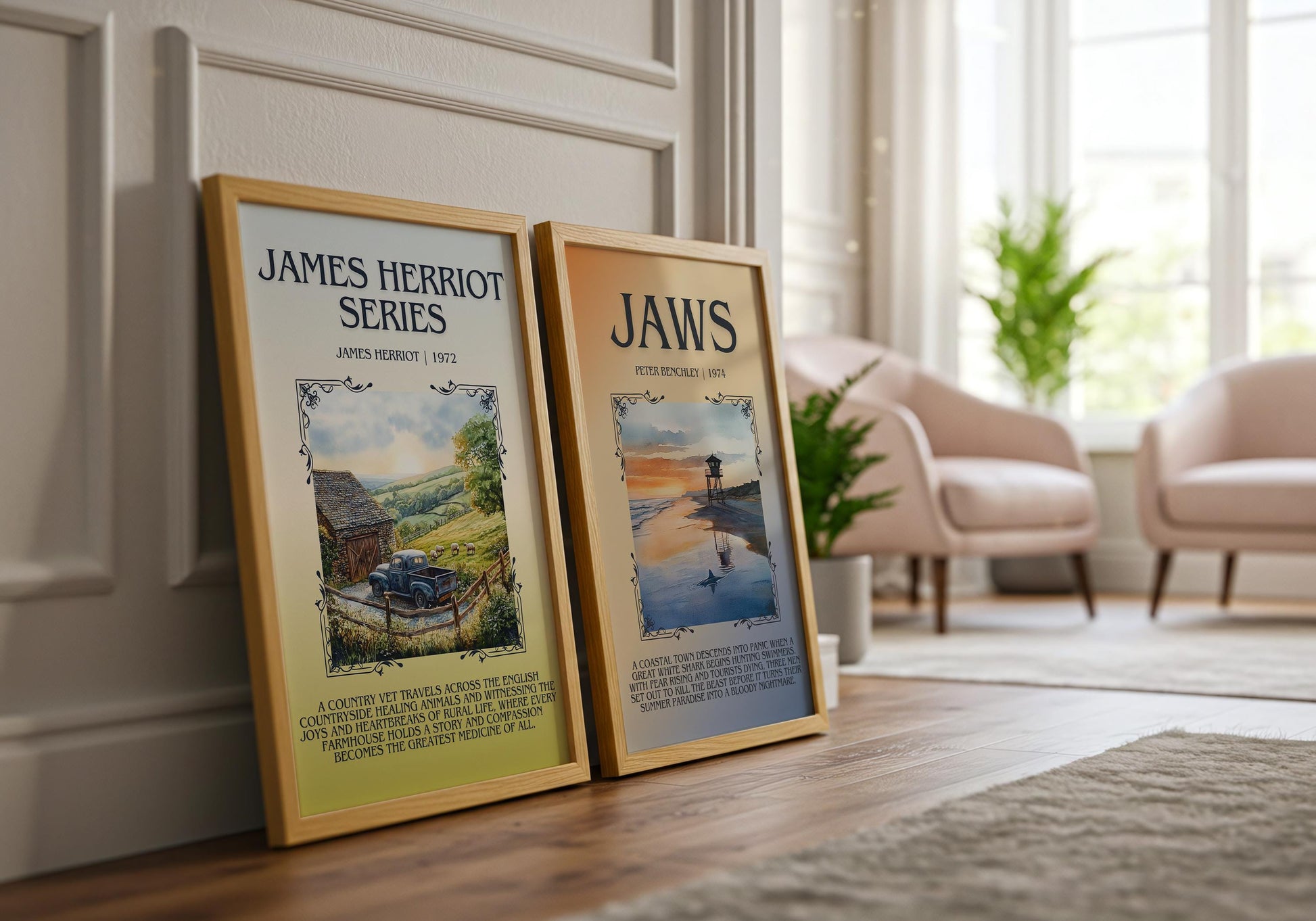 James Herriot Series by James Herriot Descriptive, High Quality Poster Print.Free Delivery Wall Art. Author&Blurb Book Artwork Novel Nook