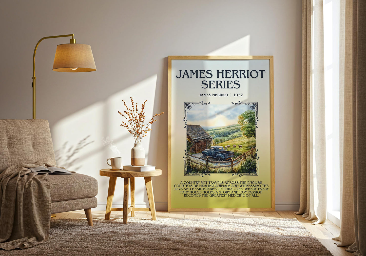 James Herriot Series by James Herriot Descriptive, High Quality Poster Print.Free Delivery Wall Art. Author&Blurb Book Artwork Novel Nook